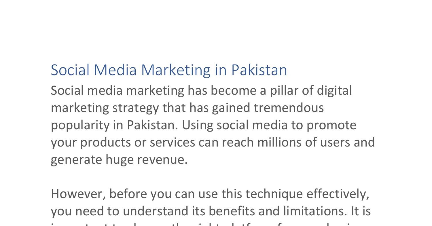 Social Media Marketing In Pakistan.pdf | DocDroid