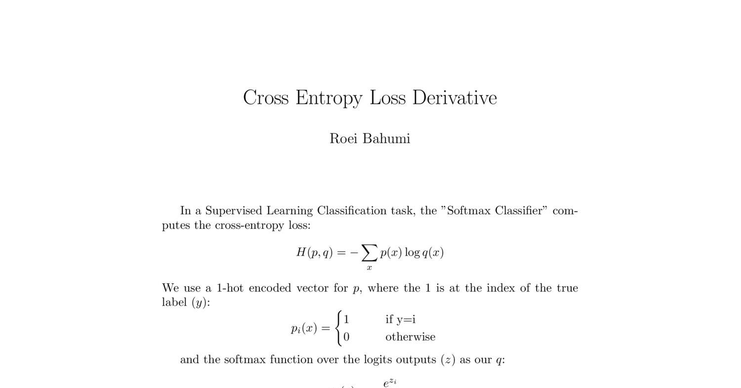 partial derivative of cross entropy loss function