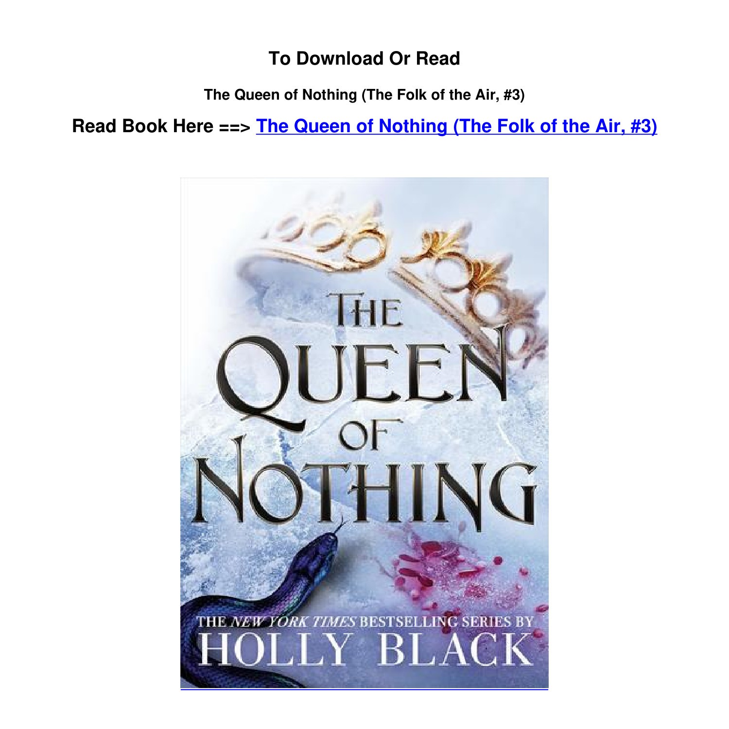 Listen Free to La reina de nada (The Queen of Nothing): Los habitantes del  aire, 3 (The Folk of the Air Series) by Holly Black with a Free Trial.