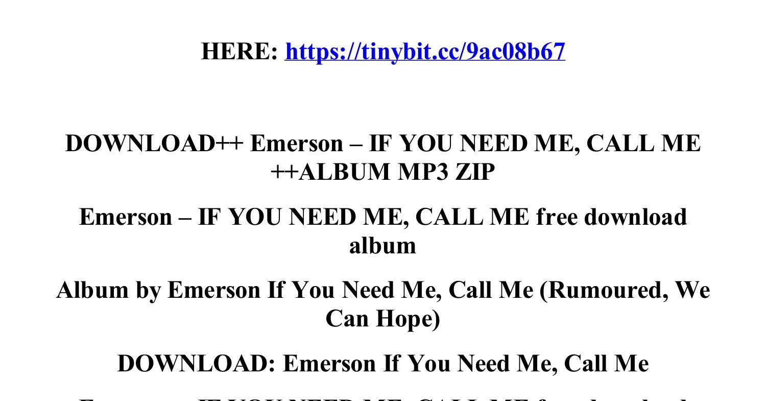 Call Me When You Need Me MP3 Song Download