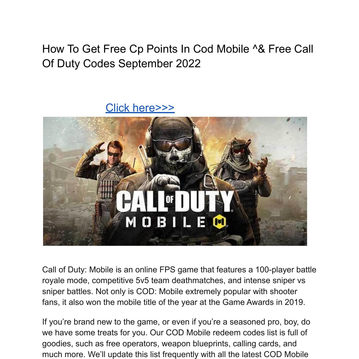 How To Get Free Cp Points In Cod Mobile ^& Free Call Of Duty Codes  September 2022.pdf