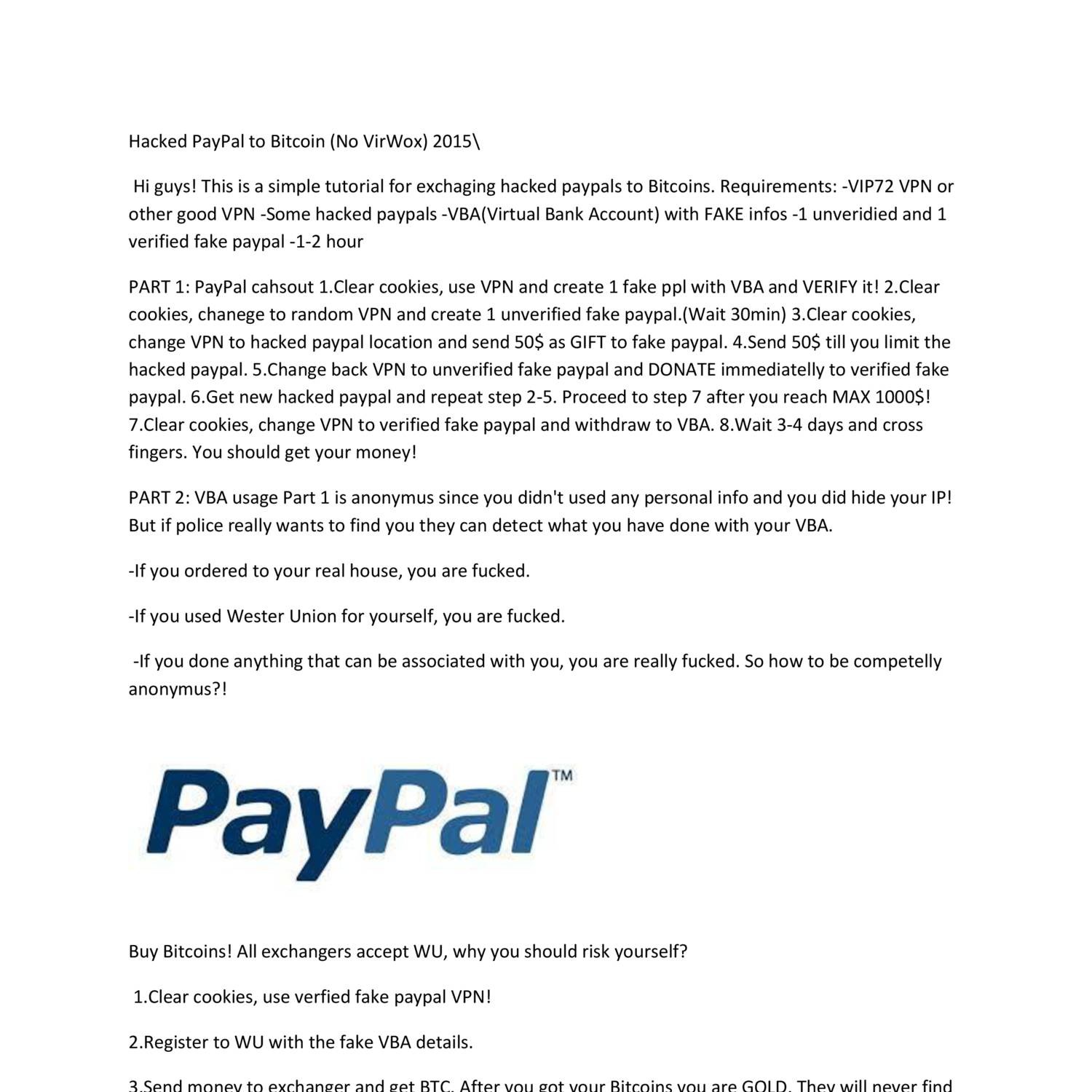 buy bitcoin with hacked paypal