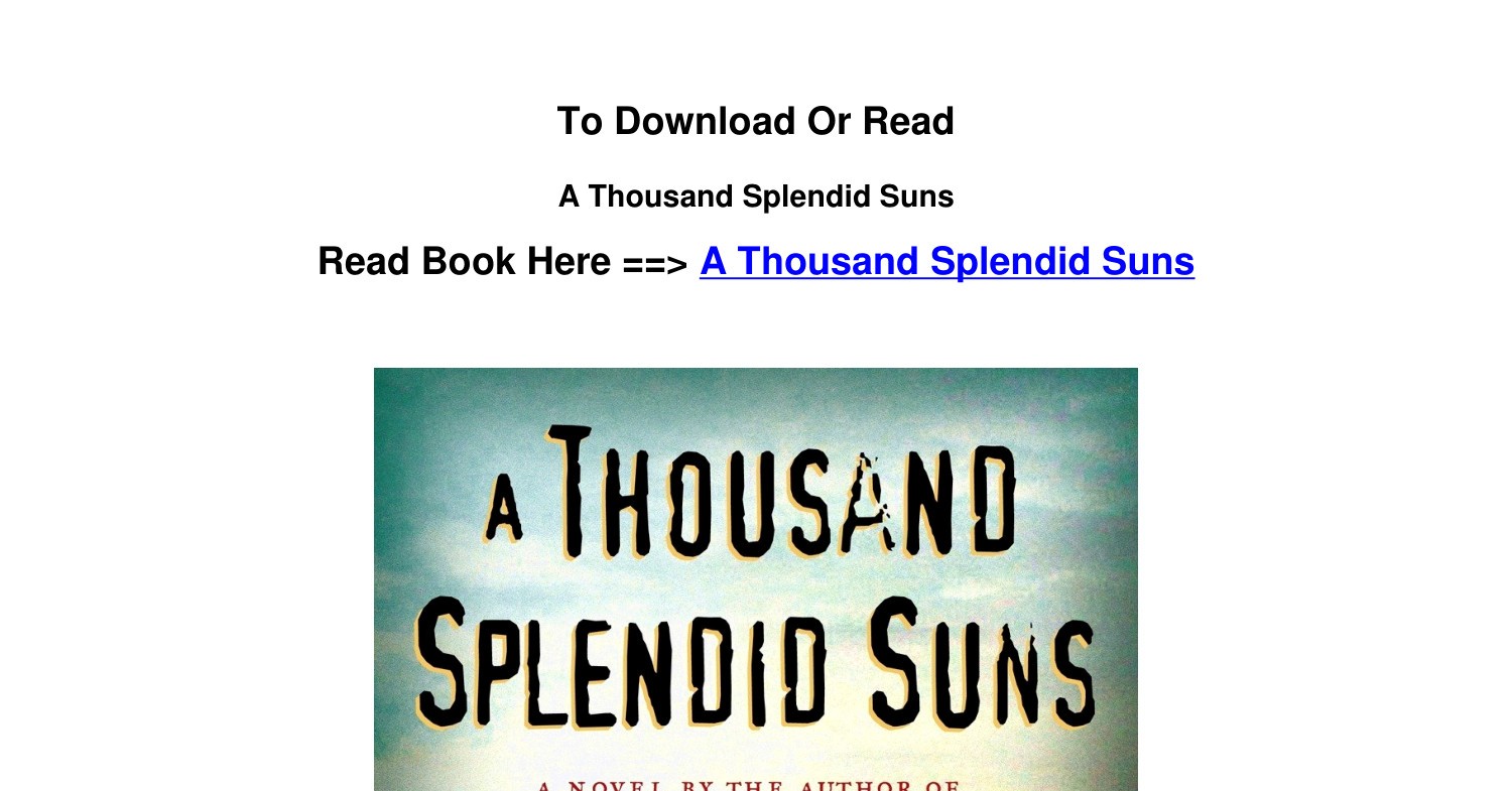 download EPUB A Thousand Splendid Suns By Khaled Hosseini.pdf | DocDroid