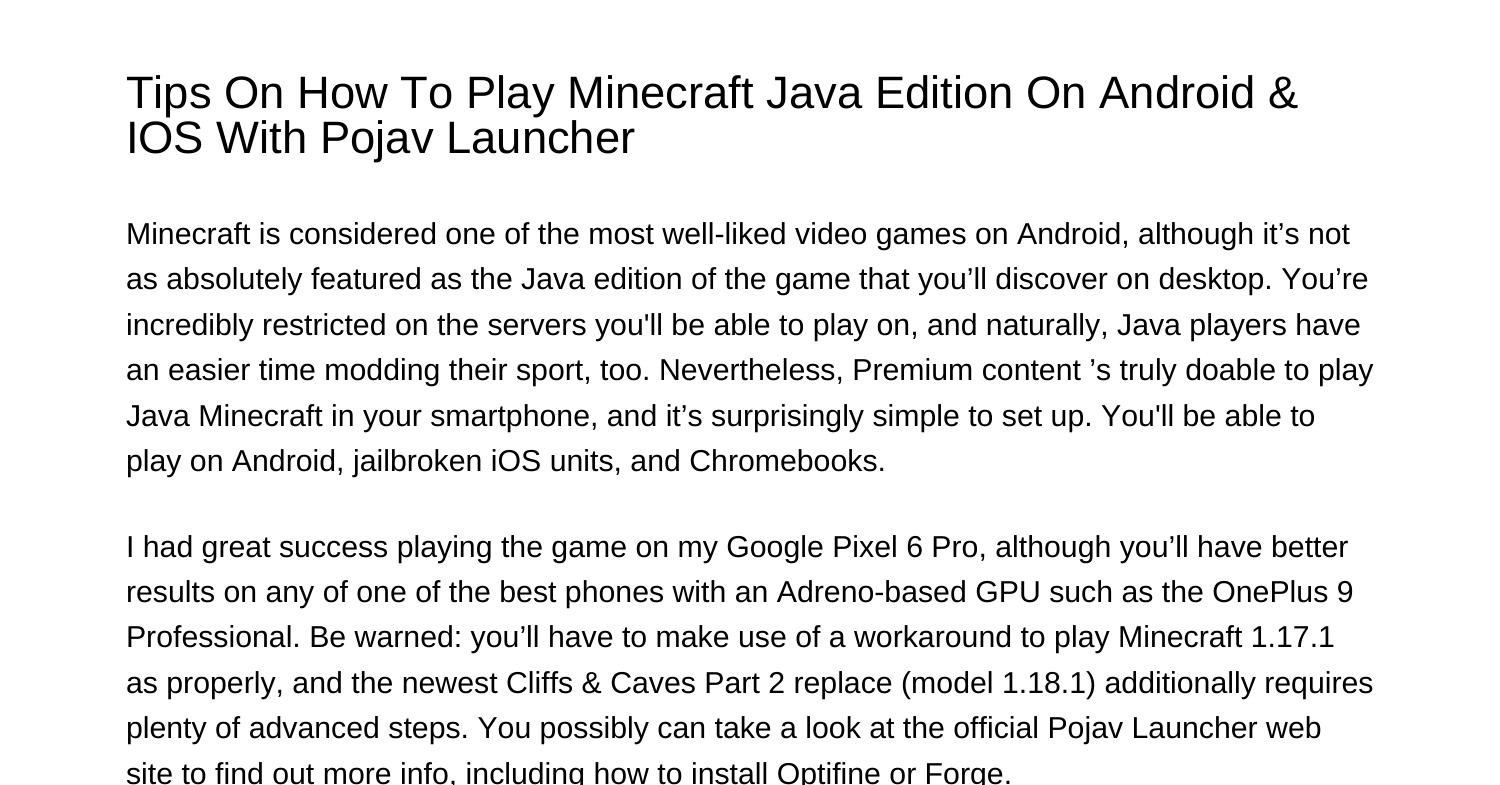 pojav launcher minecraft: java edition for android