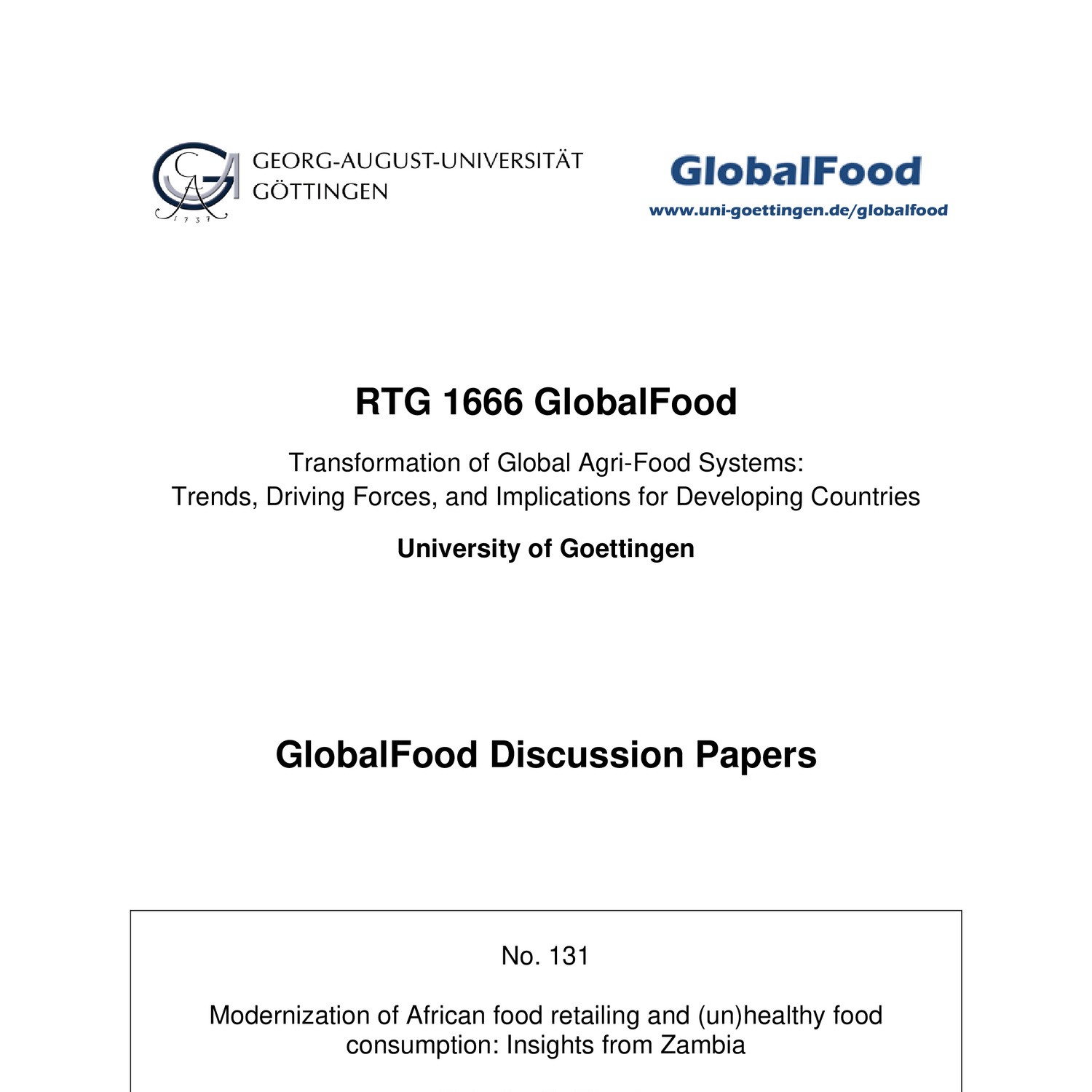 Modernization of African food retailing and (un)healthy food ...