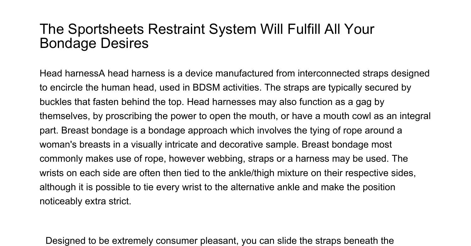 The Sportsheets Restraint System Will Fulfill All Your Bondage