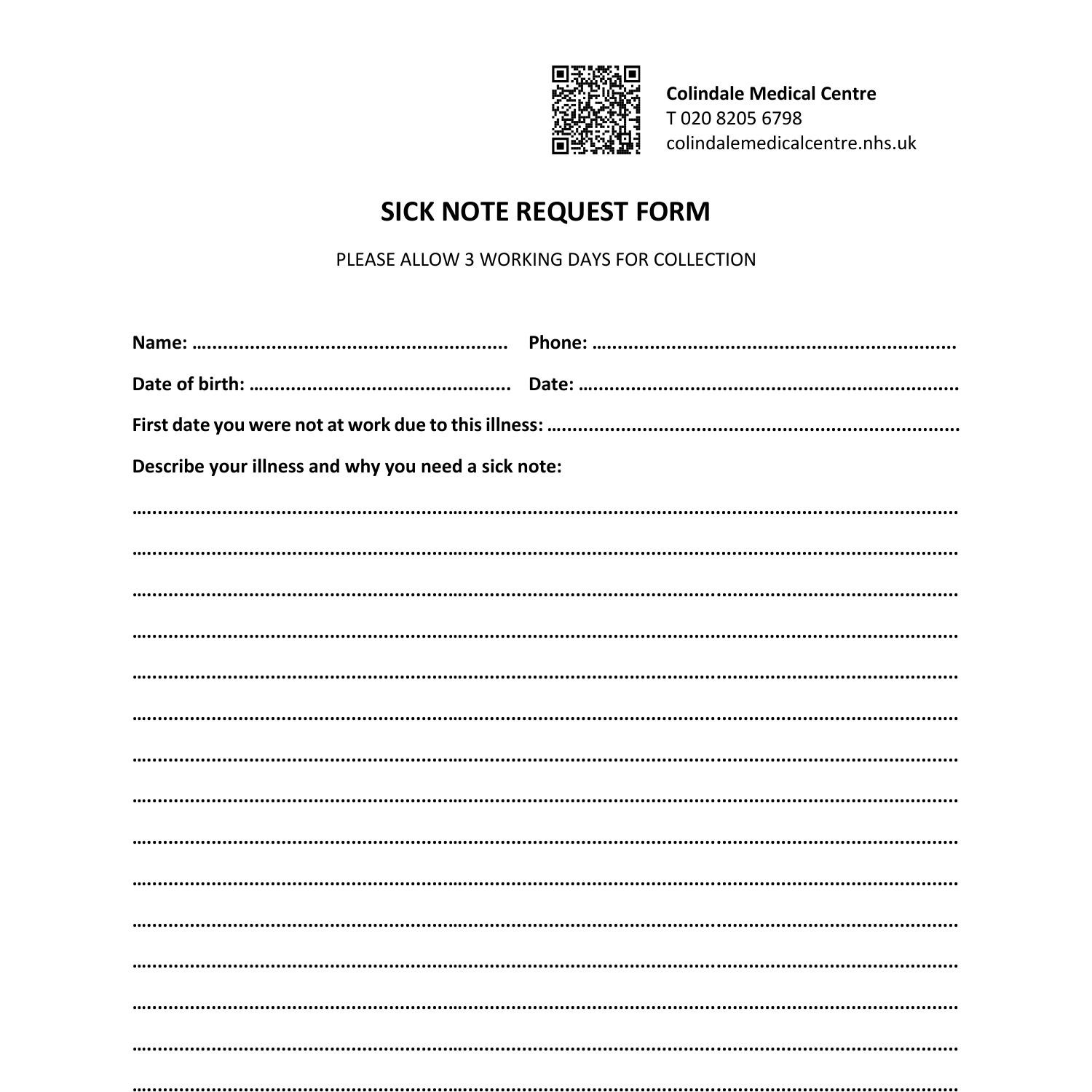 Sick Note Request Form pdf DocDroid