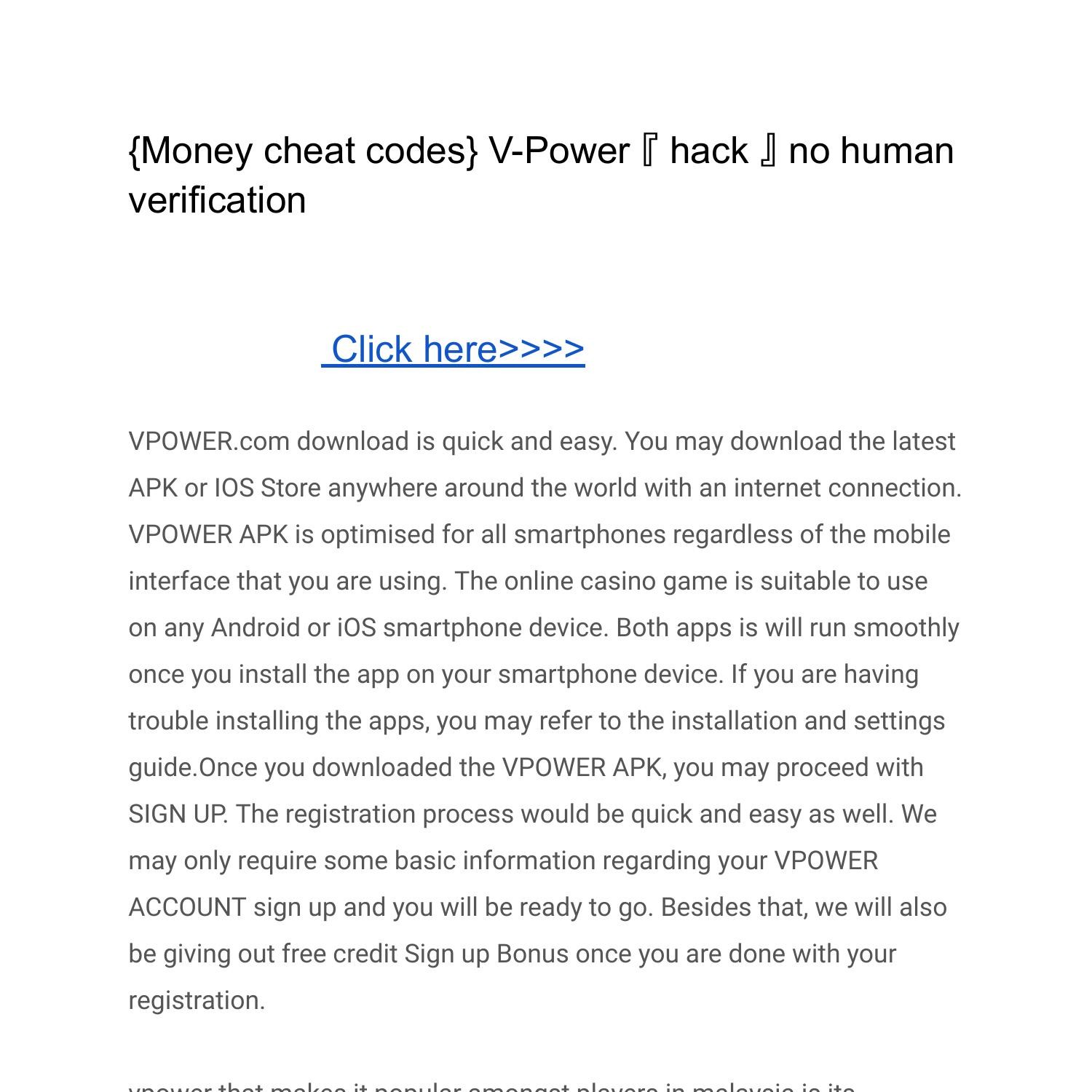 {Money cheat codes} V-Power 『 hack 』 no human verification.pdf | DocDroid