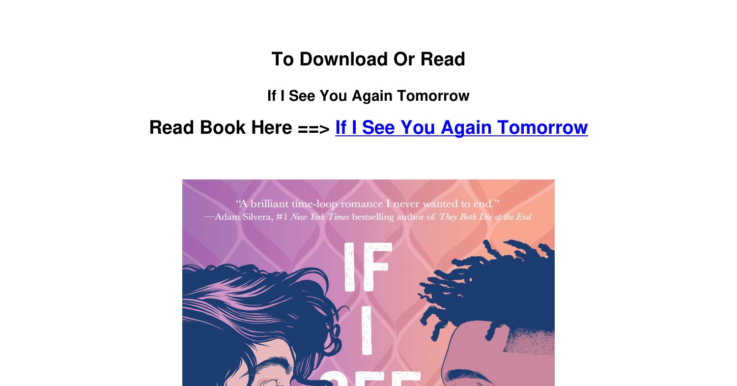 If I See You Again Tomorrow, Book by Robbie Couch