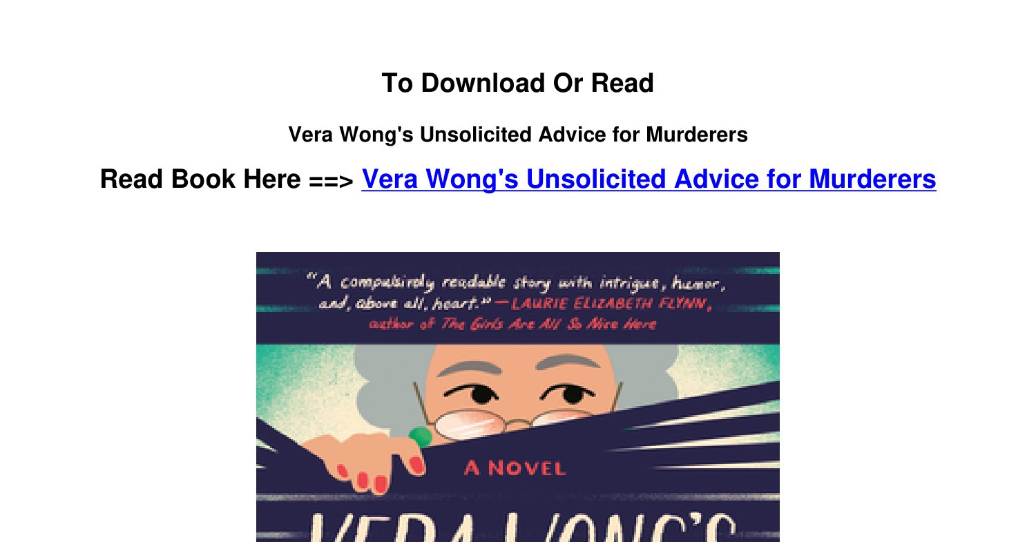 Vera Wong's Unsolicited Advice for Murderers by Jesse Q. Sutanto