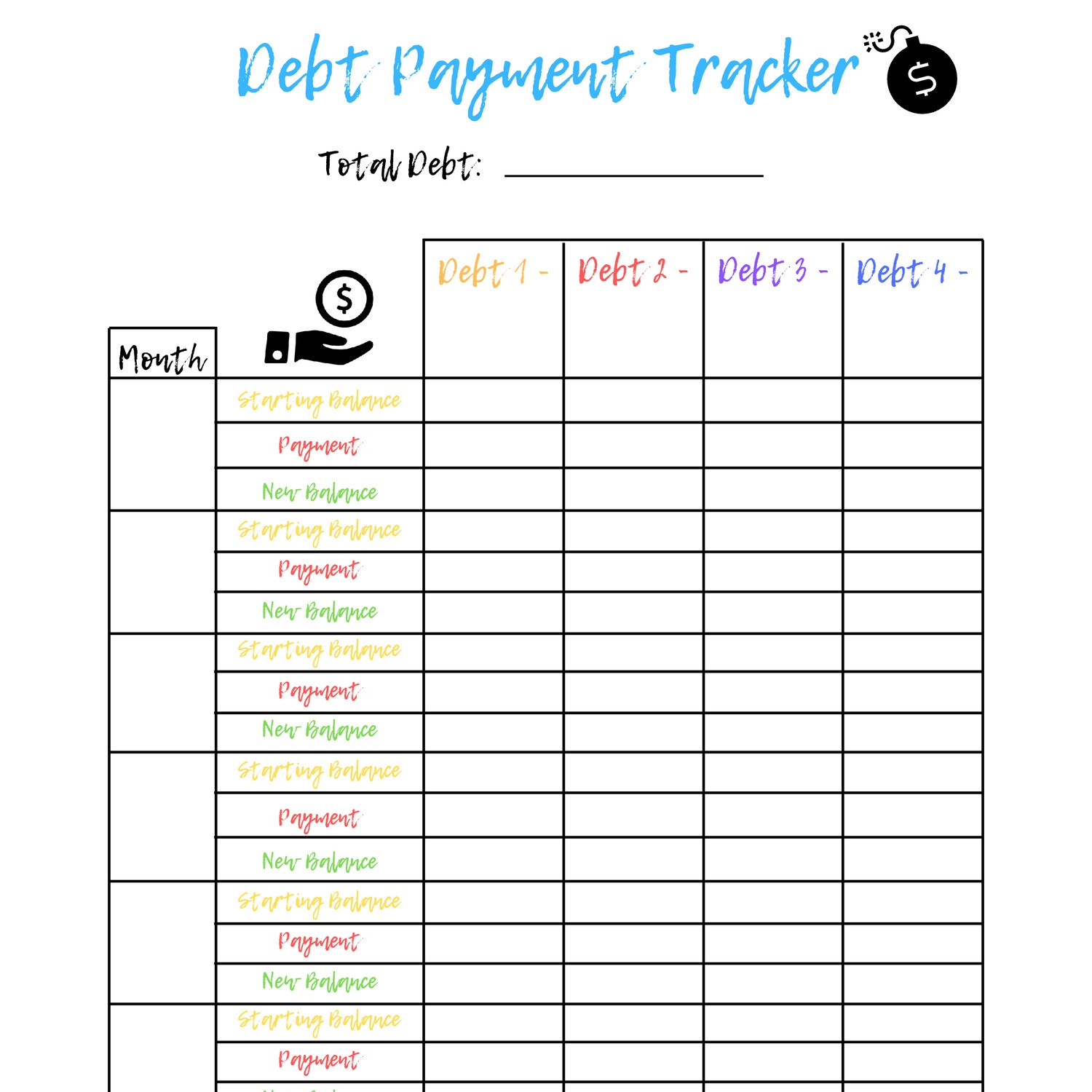 Free Debt Tracker Printable