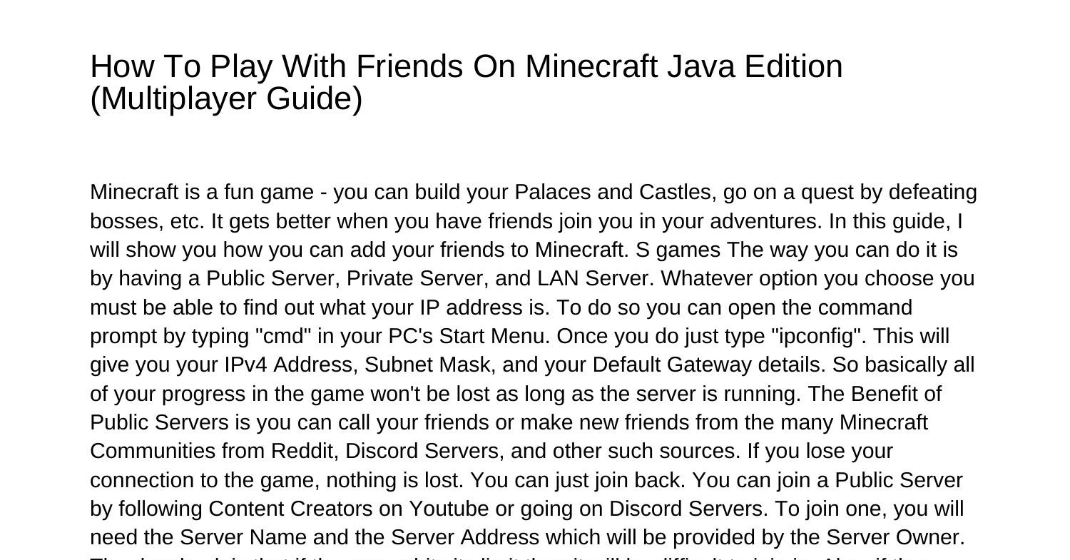 How to play multiplayer on Minecraft: Java Edition