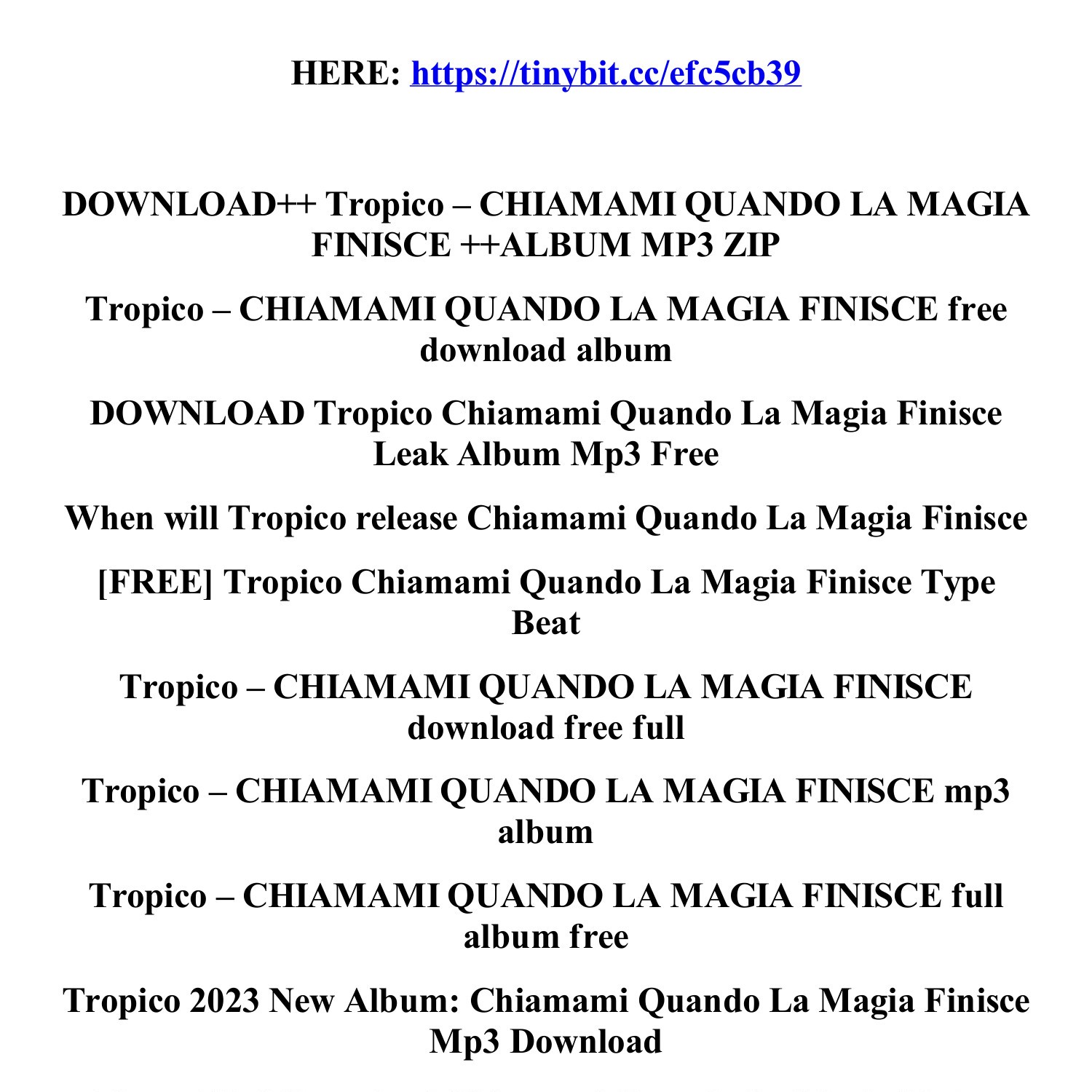 Tropico Chiamami Quando La Magia Finisce Album Download Pdf Docdroid