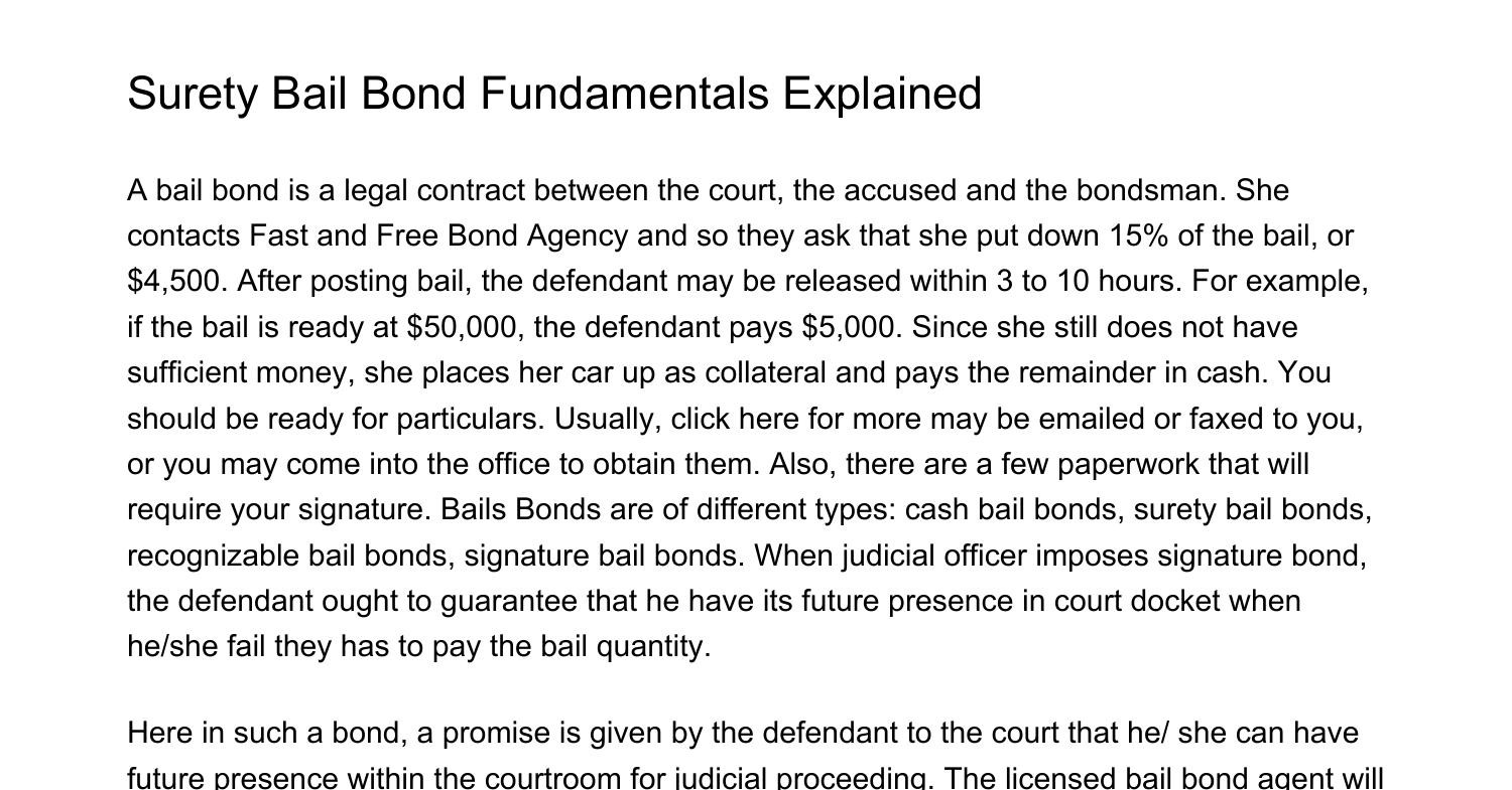 Surety Bail Bond Fundamentals Explainedwavgp.pdf.pdf | DocDroid