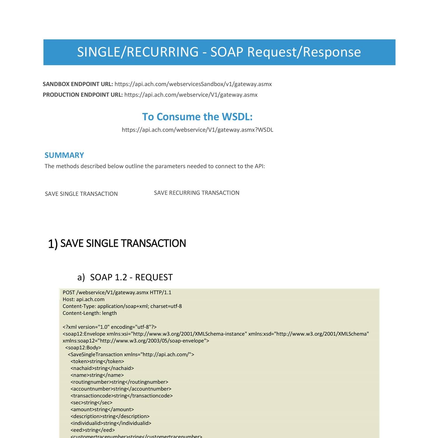 ACH Single Recurring WSDL Example pdf DocDroid