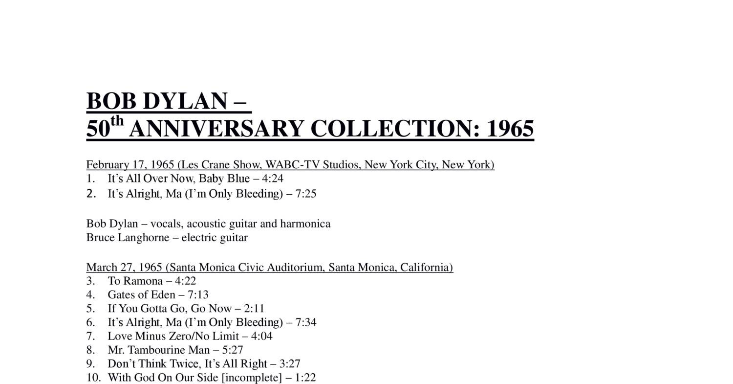 9 Bob Dylan Booklet 50th Anniversary Collection 1965 Booklet Pdf Docdroid