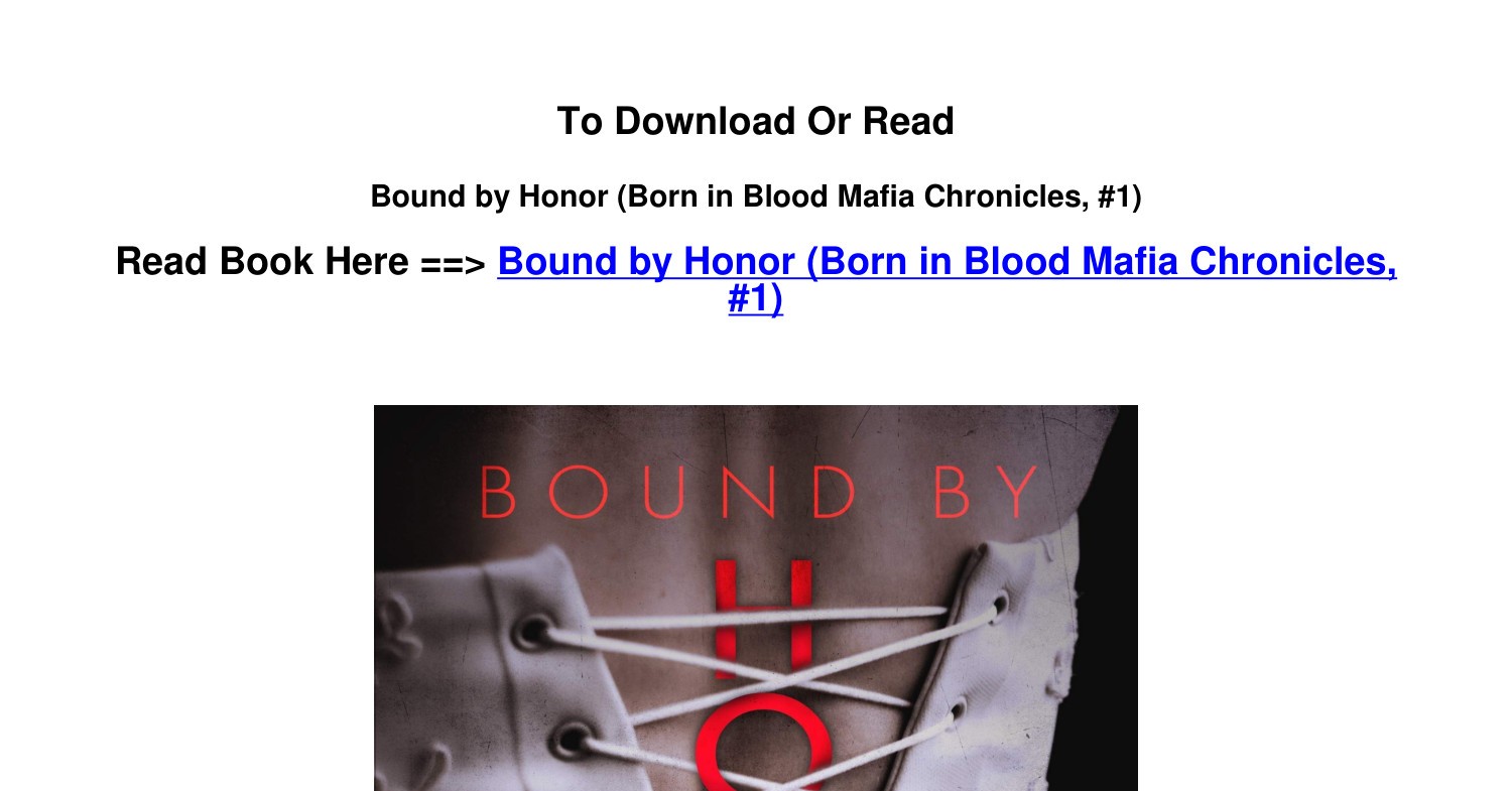 DOWNLOAD Pdf Bound By Honor Born In Blood Mafia Chronicles 1 By.