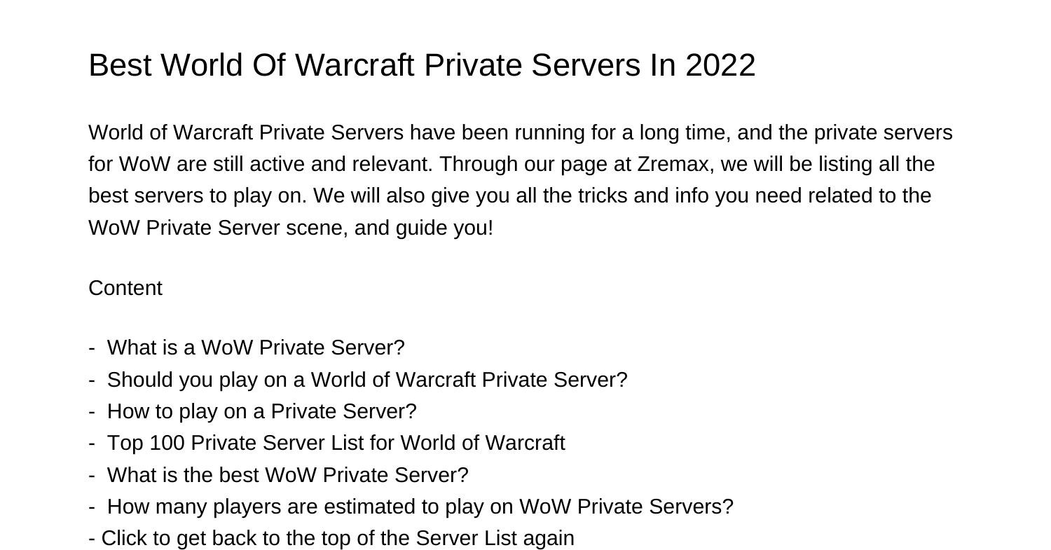 Best World Of Warcraft Private Servers In 2022anznw.pdf.pdf DocDroid