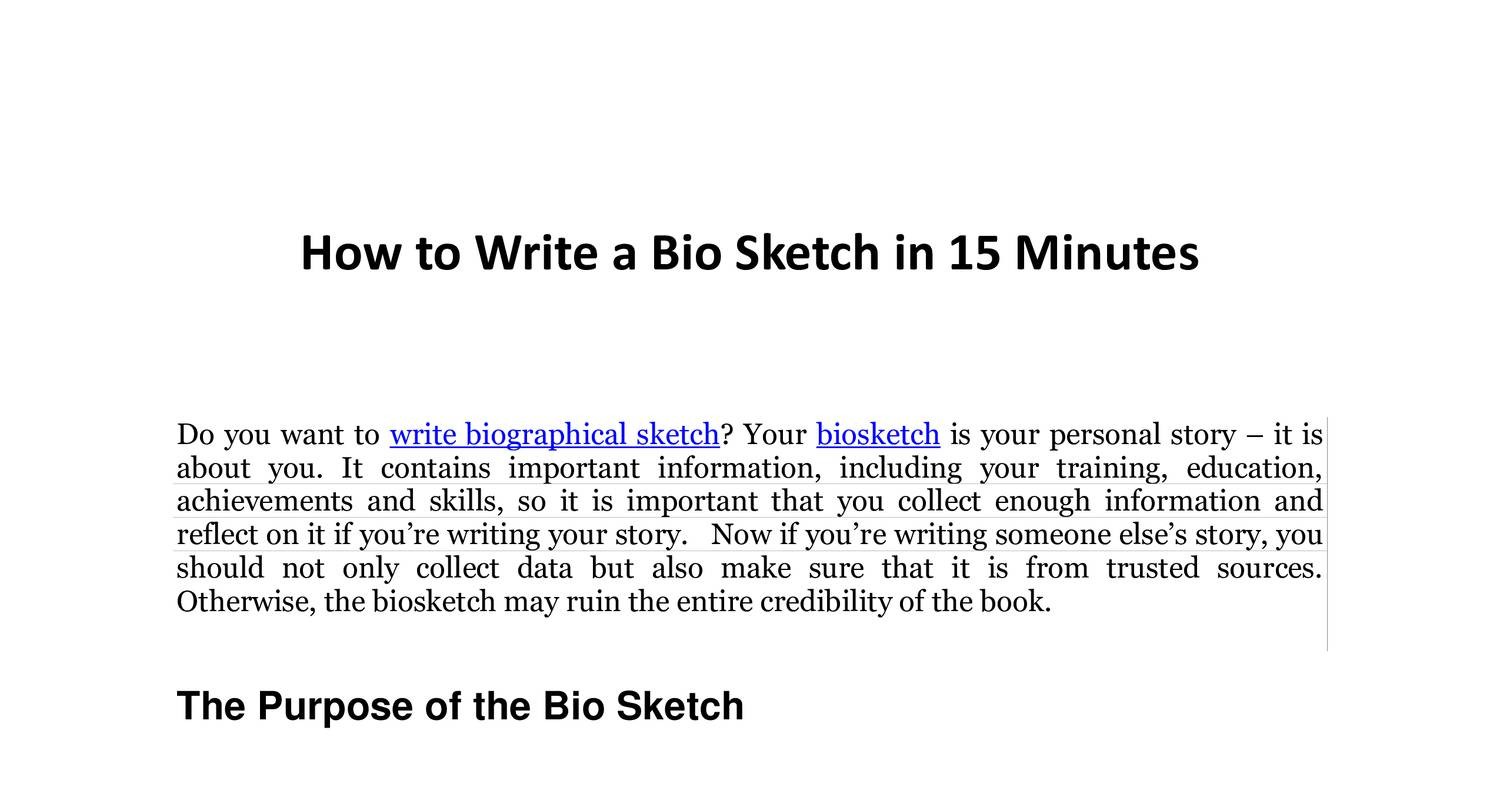 How To Write A Bio Sketch In 15 Minutespdf Docdroid