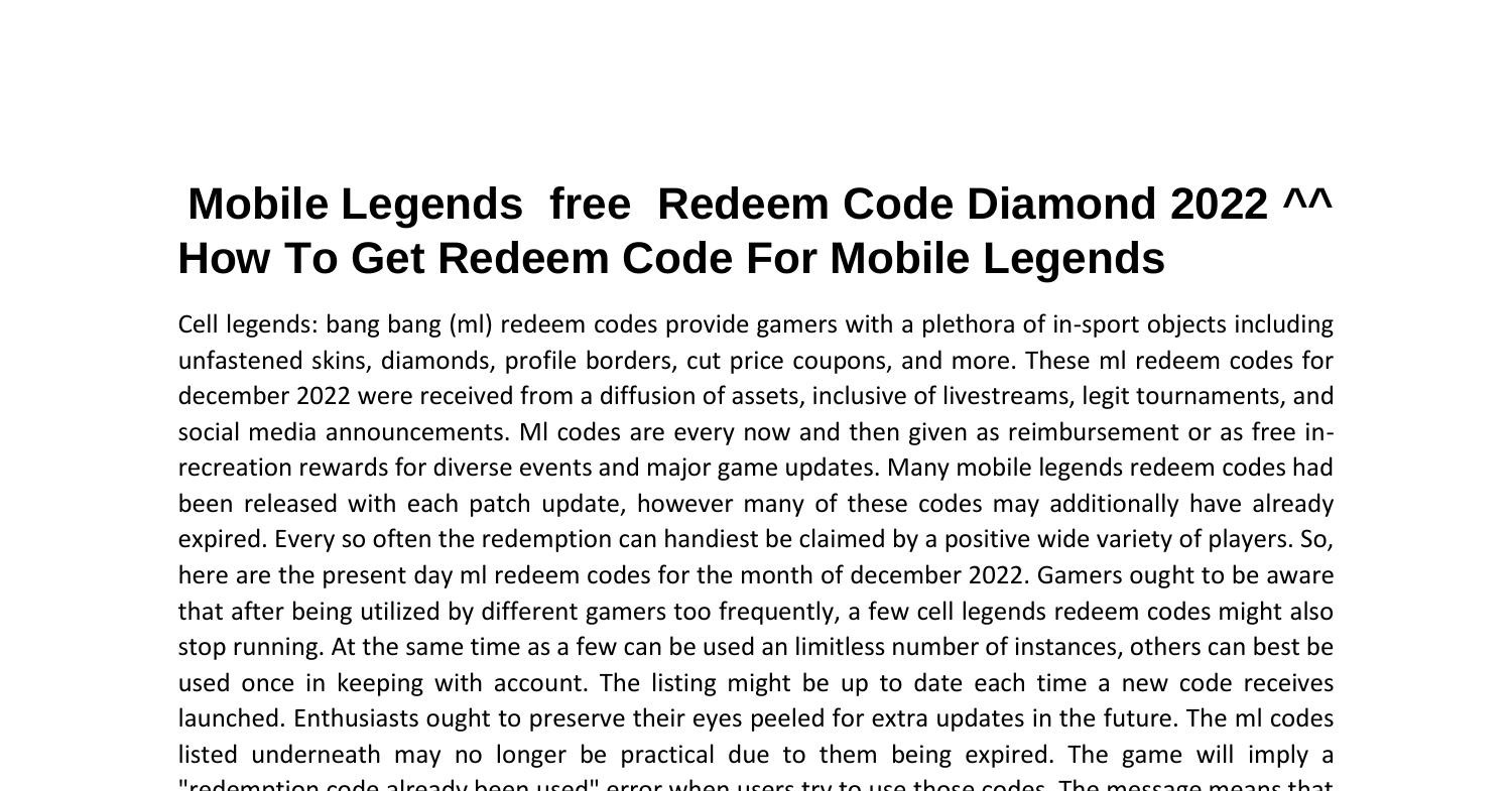 mobile legends free money 2022