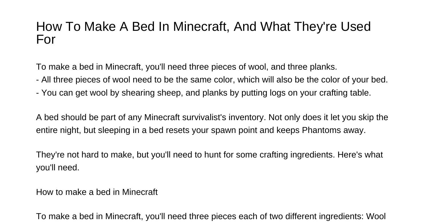 How To Make A Bed In Minecraft And What Theyre Used Forxenoa.pdf.pdf ...