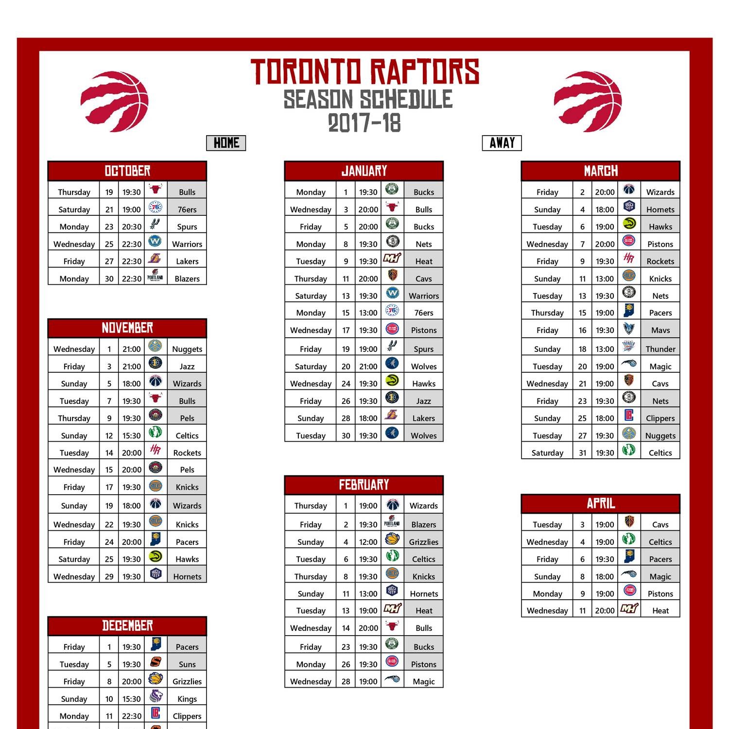2017-18 Raptors Schedule - Times.pdf | DocDroid
