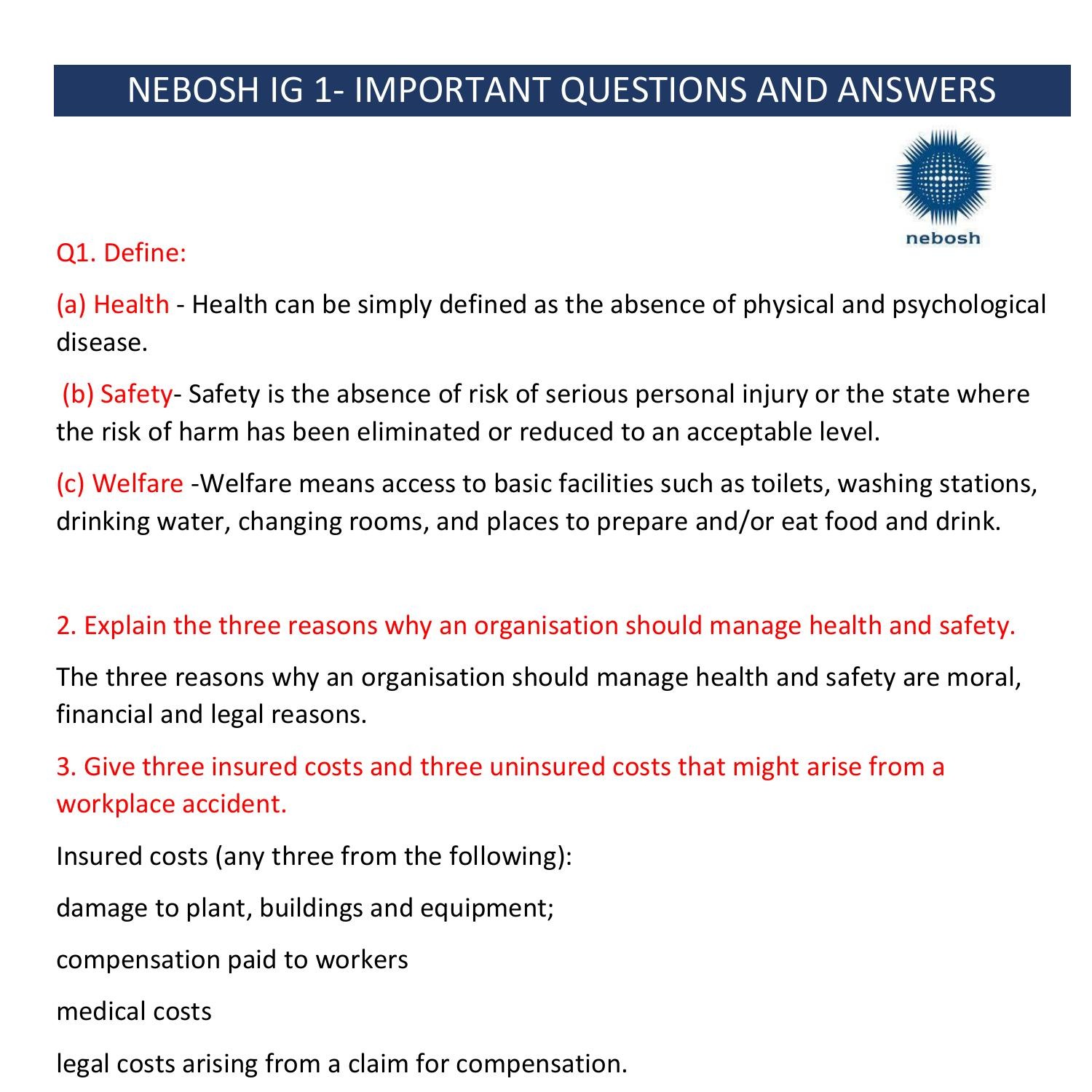 Nebosh Ig1 Question And Answerpdf Docdroid 