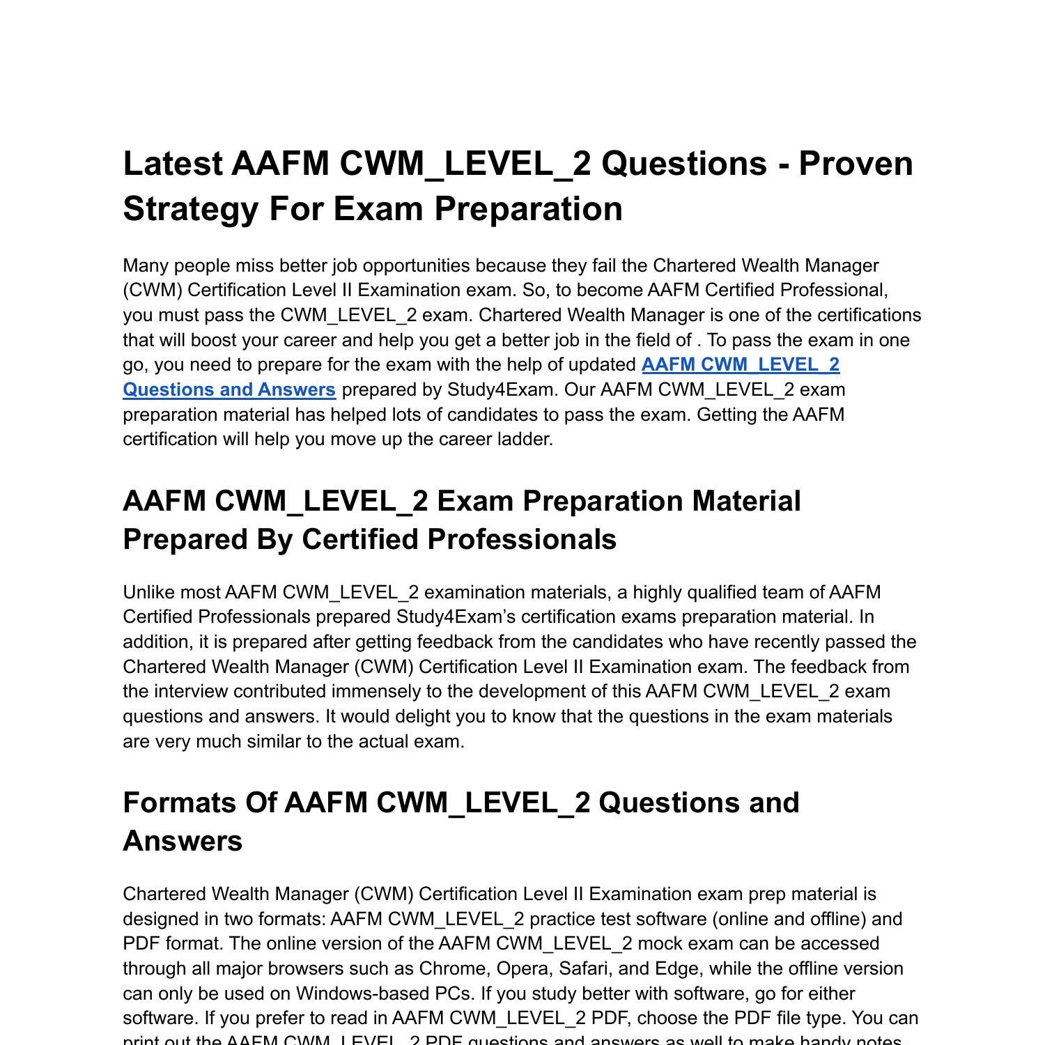 latest-aafm-cwm-level-2-questions-proven-strategy-for-exam