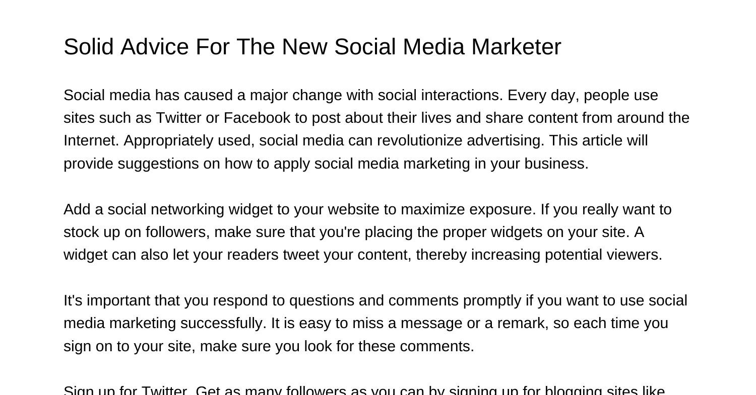 Solid Advice For The New Social Media Marketerdefdc.pdf.pdf | DocDroid