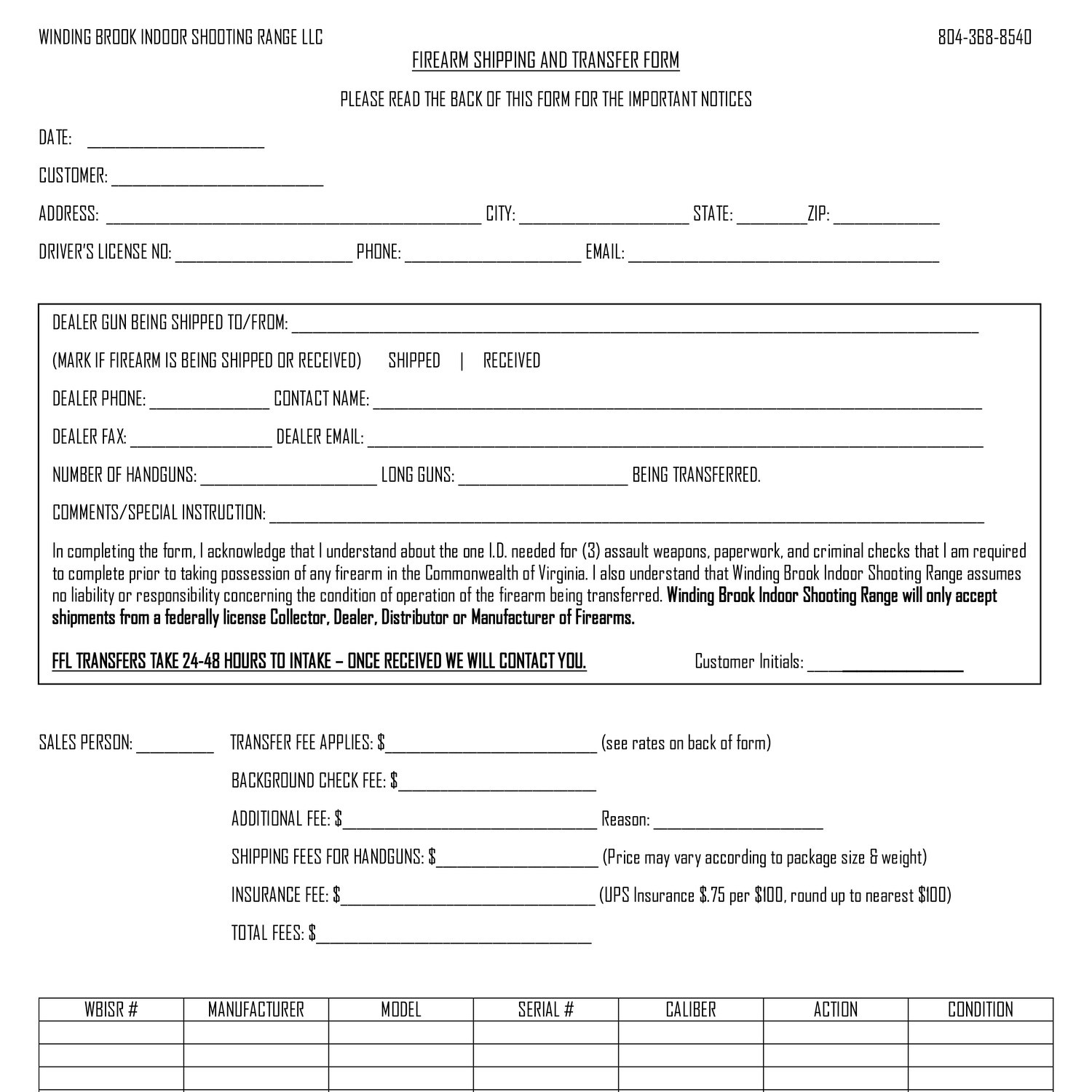 Printable Firearm Transfer Form Printable Forms Free Online 9751
