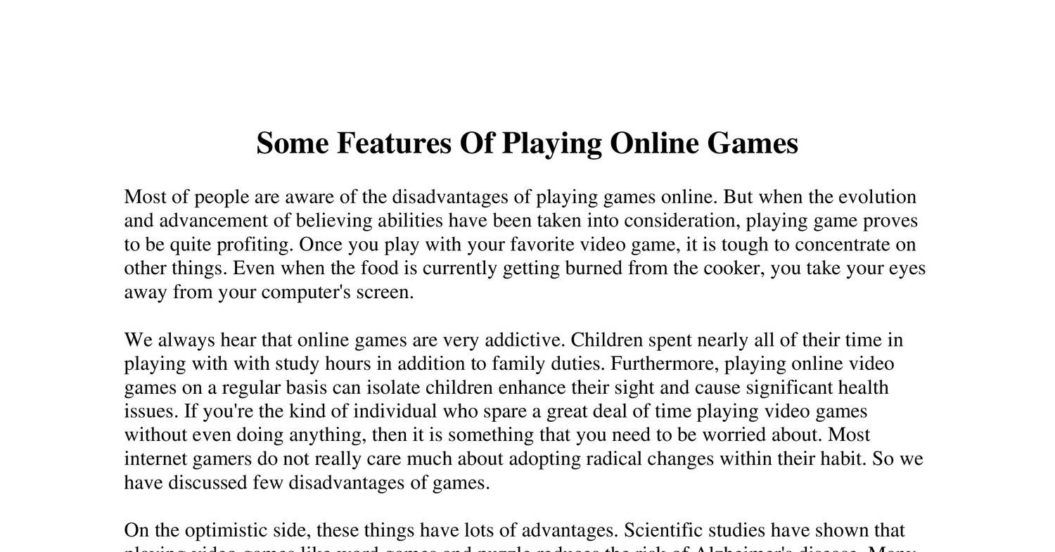 Some Advantages Of Playing Online Games by LouisShepherd - Issuu