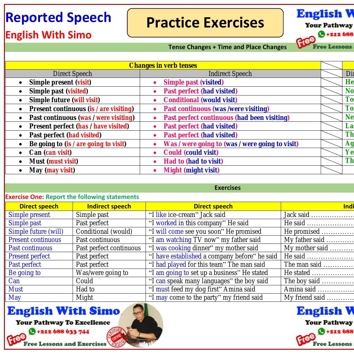 Reported Speech Practice Exercises By English With Simo pdf DocDroid