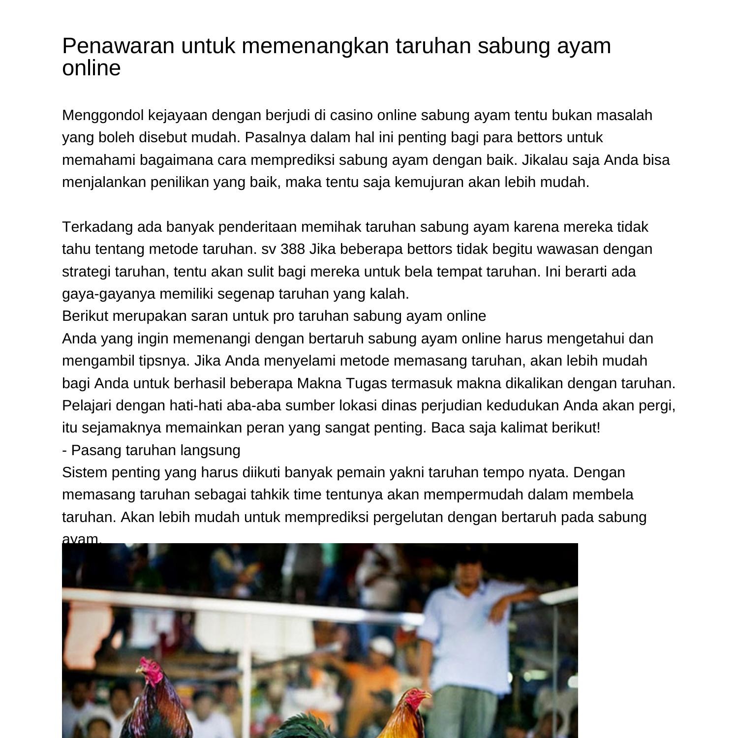 Penawaran Untuk Membela Taruhan Sabung Ayam Onlineepjdspdfpdf Docdroid