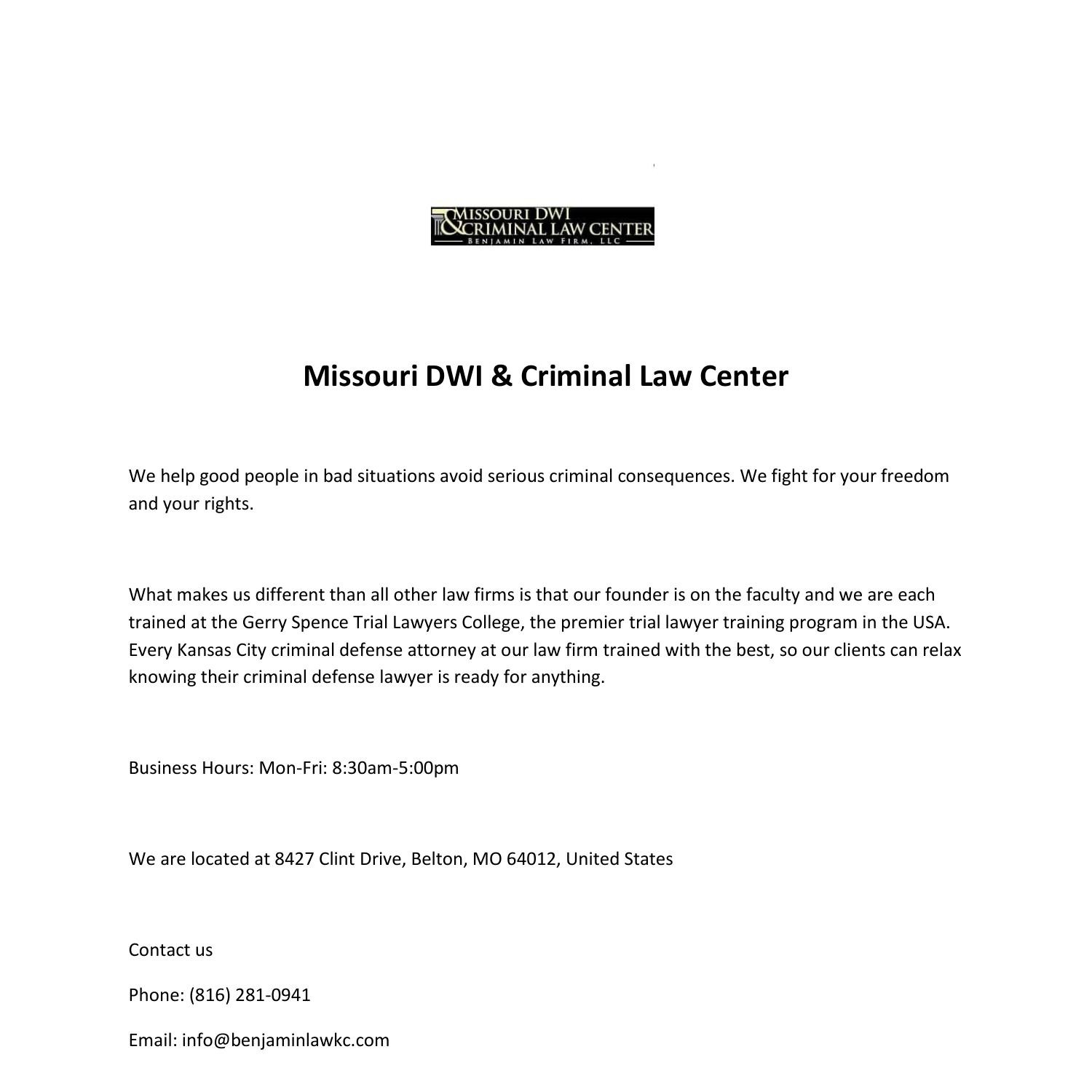 Missouri DWI & Criminal Law Center.docx | DocDroid