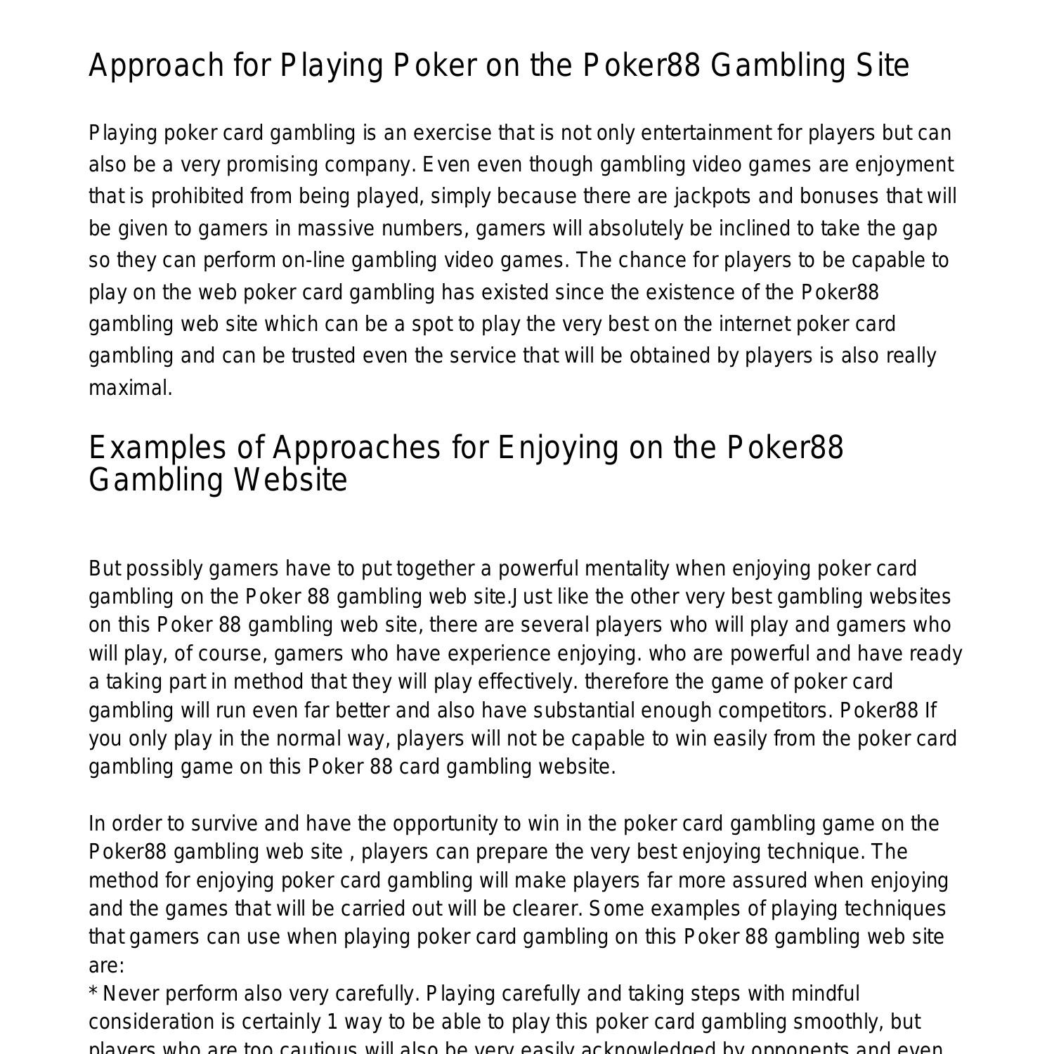 technique-for-taking-part-in-poker-on-the-poker88-gambling-websiteieluy