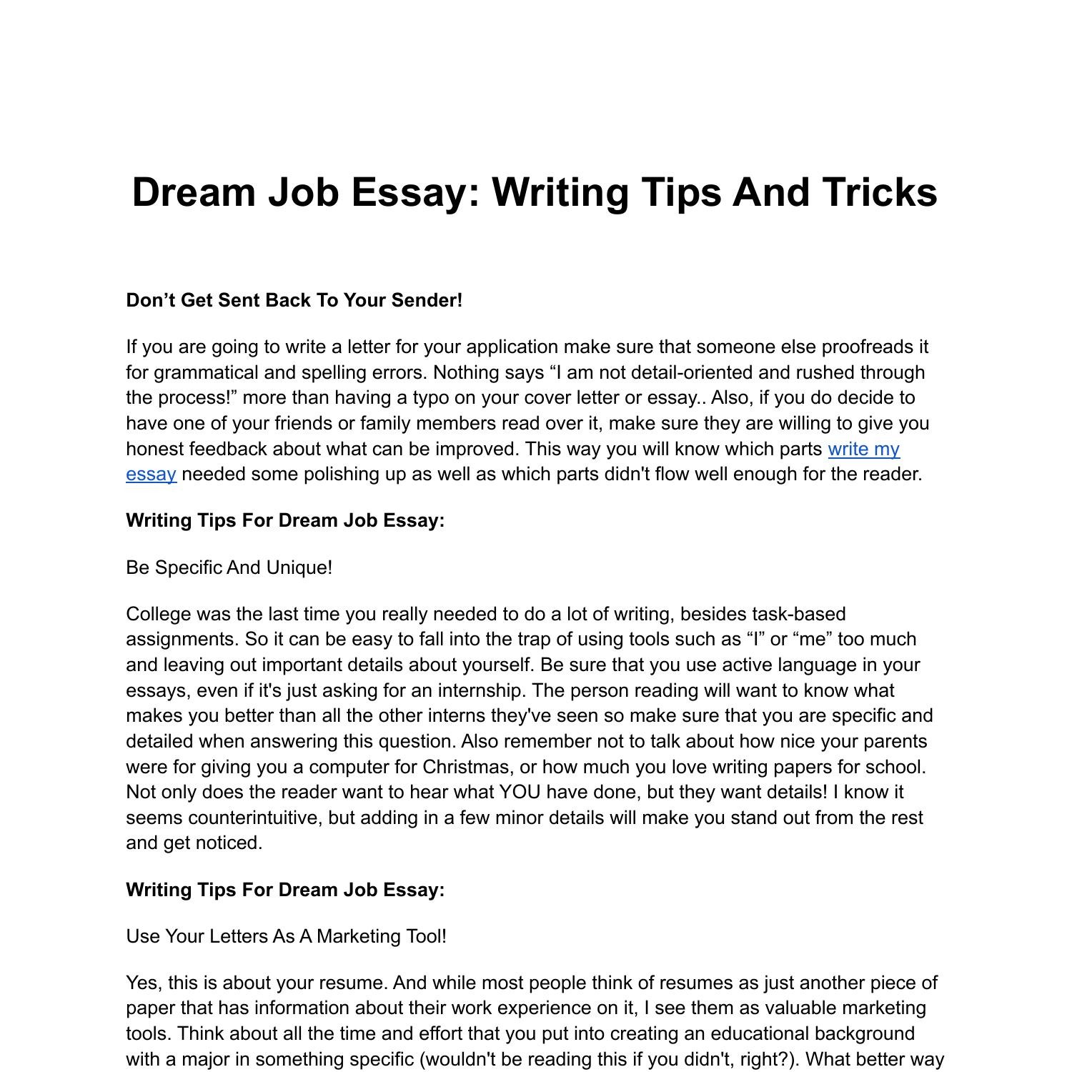 dream job essay programmer