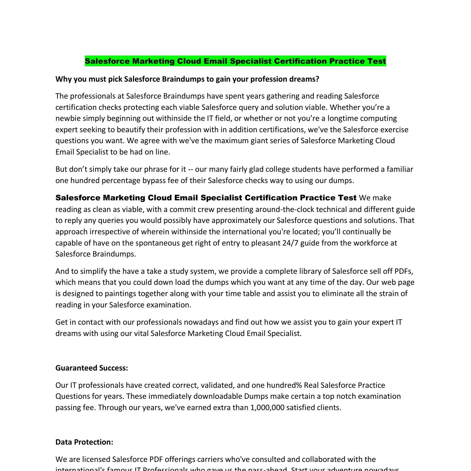 Marketing-Cloud-Email-Specialist Exam Review