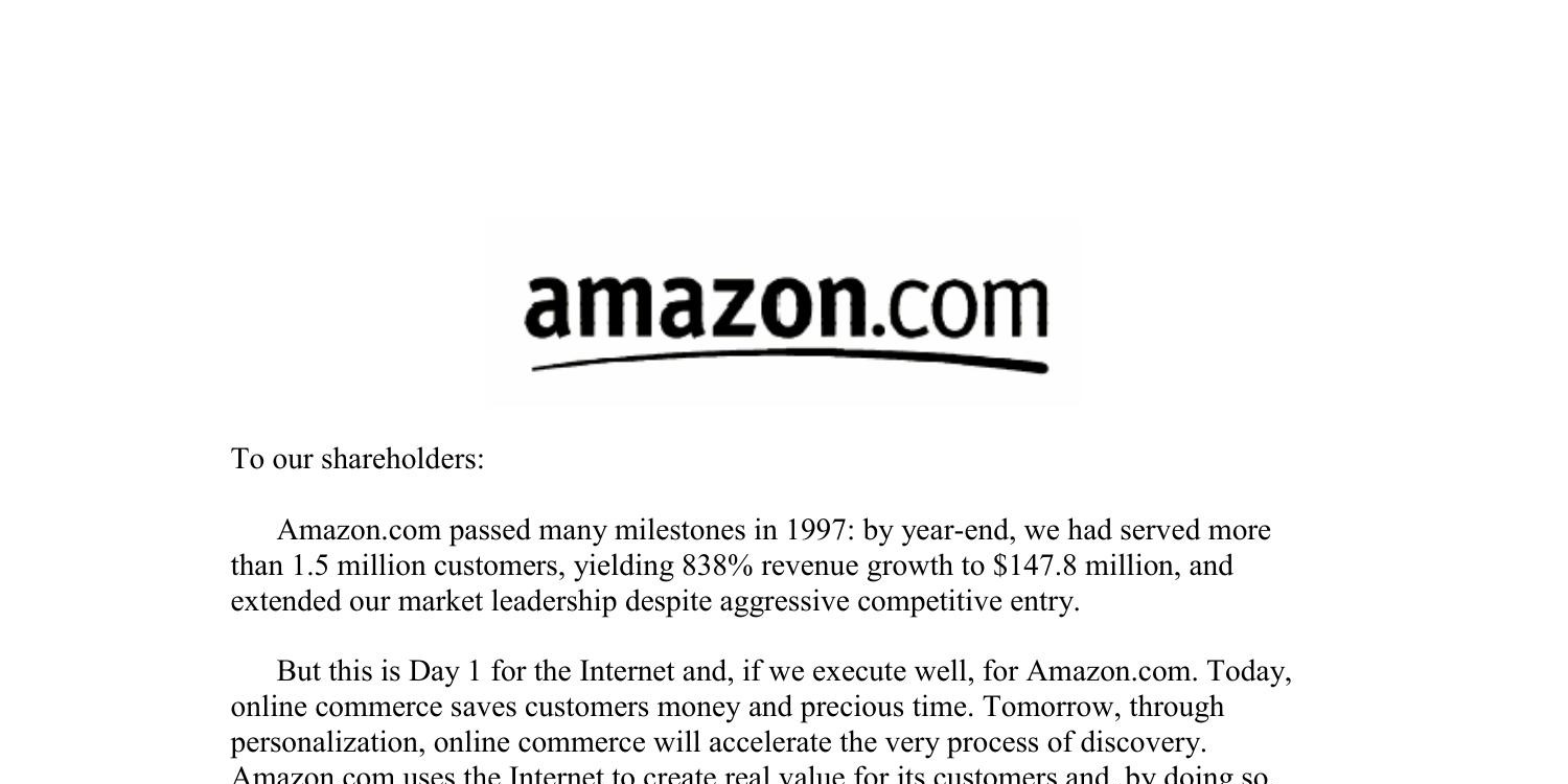 All Amazon Shareholder Letters 1997 18 Pdf Docdroid