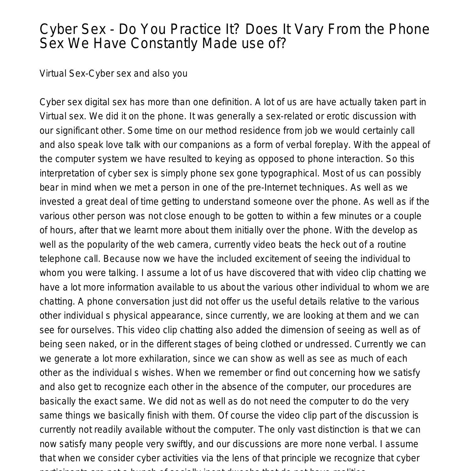 Cyber Sex Do You Exercise It Does It Differ From the Phone Sex We Have  Always Made use ofbyqnu.pdf.pdf | DocDroid