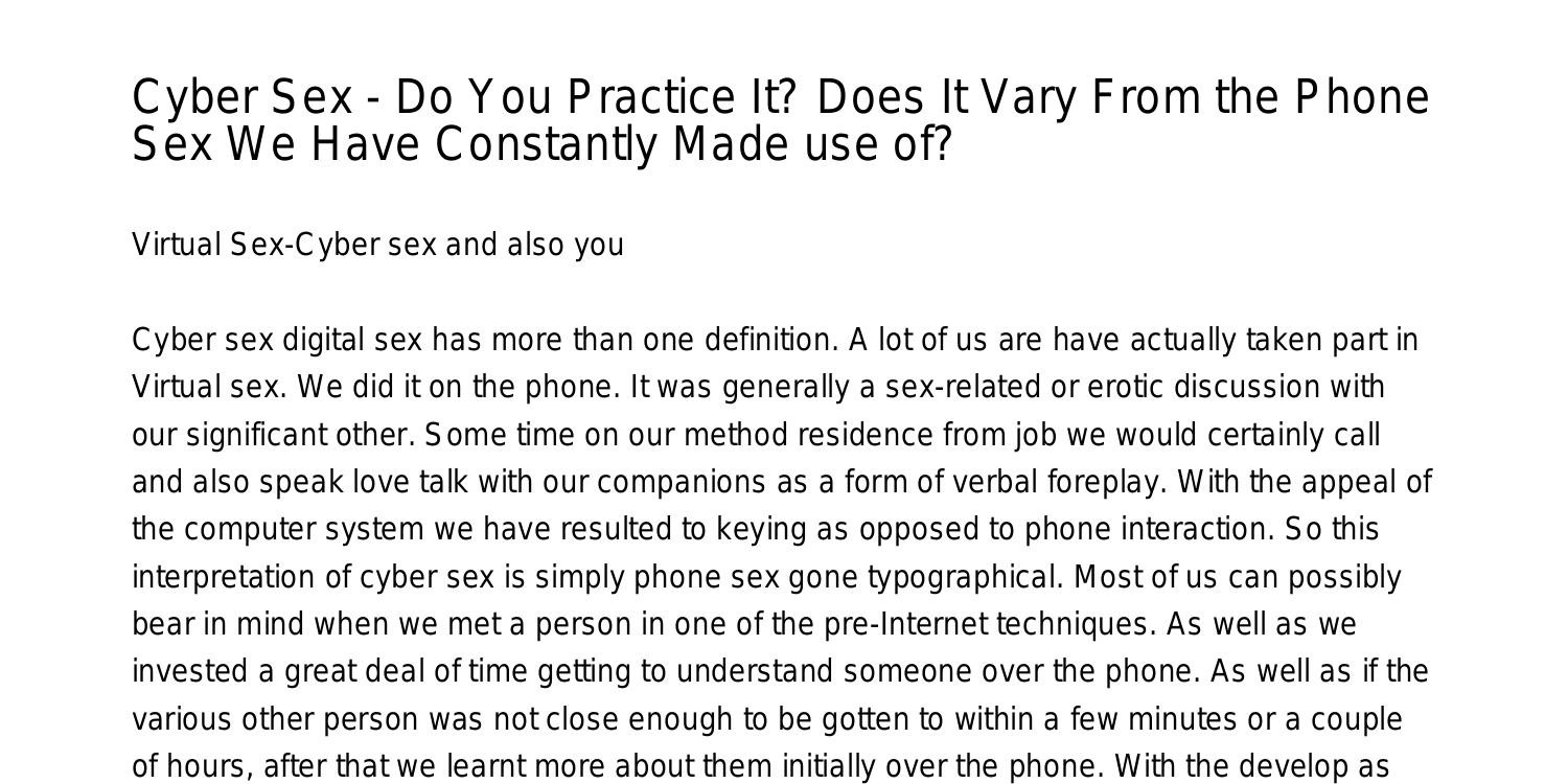 Cyber Sex Do You Exercise It Does It Differ From the Phone Sex We Have  Always Made use ofbyqnu.pdf.pdf | DocDroid