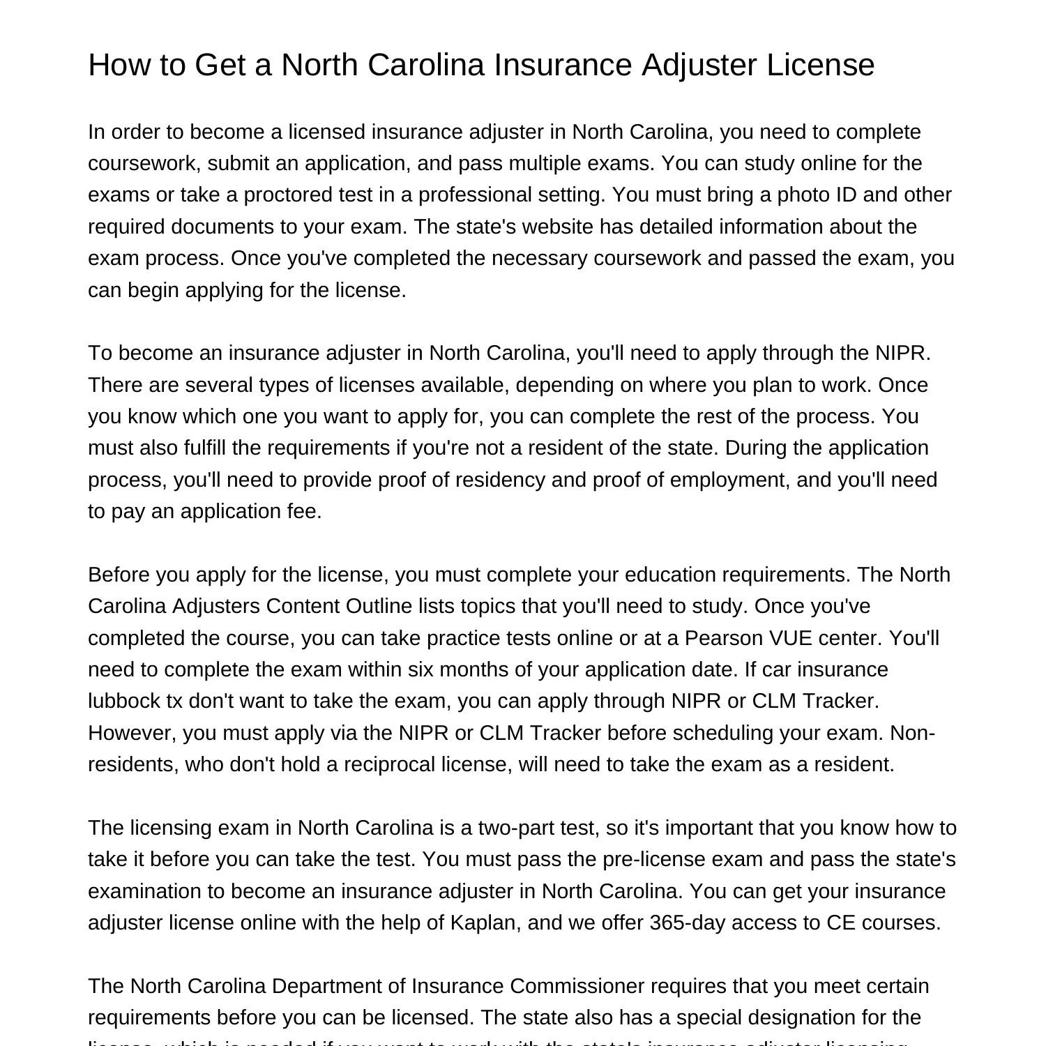 how-to-get-a-north-carolina-insurance-adjuster-licenseehtod-pdf-pdf