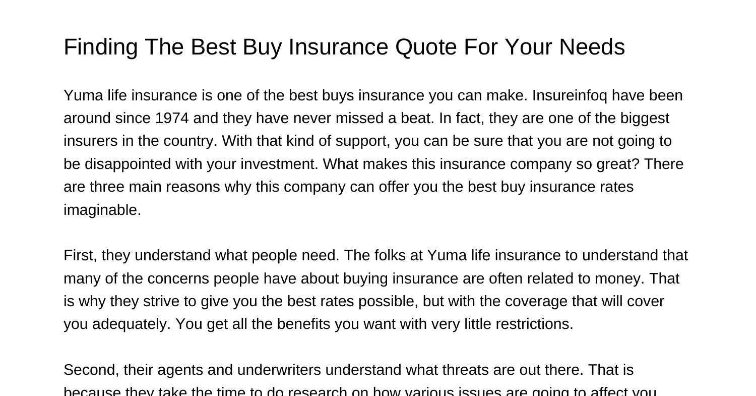 Finding The Best Buy Insurance Quote For Your Needscehse.pdf.pdf DocDroid