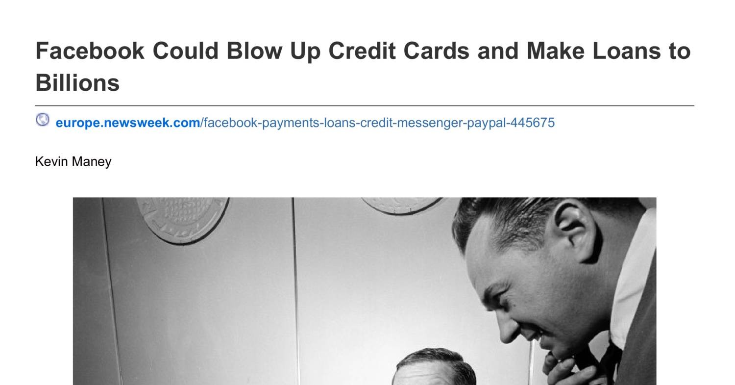 Facebook Could Blow Up Credit Cards And Make Loans To Billions Pdf