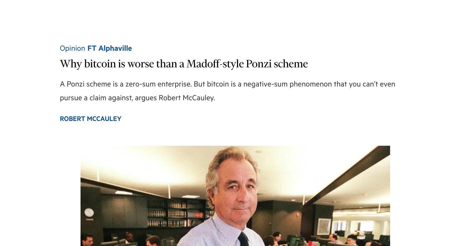 why bitcoin is worse than a madoff-style ponzi scheme