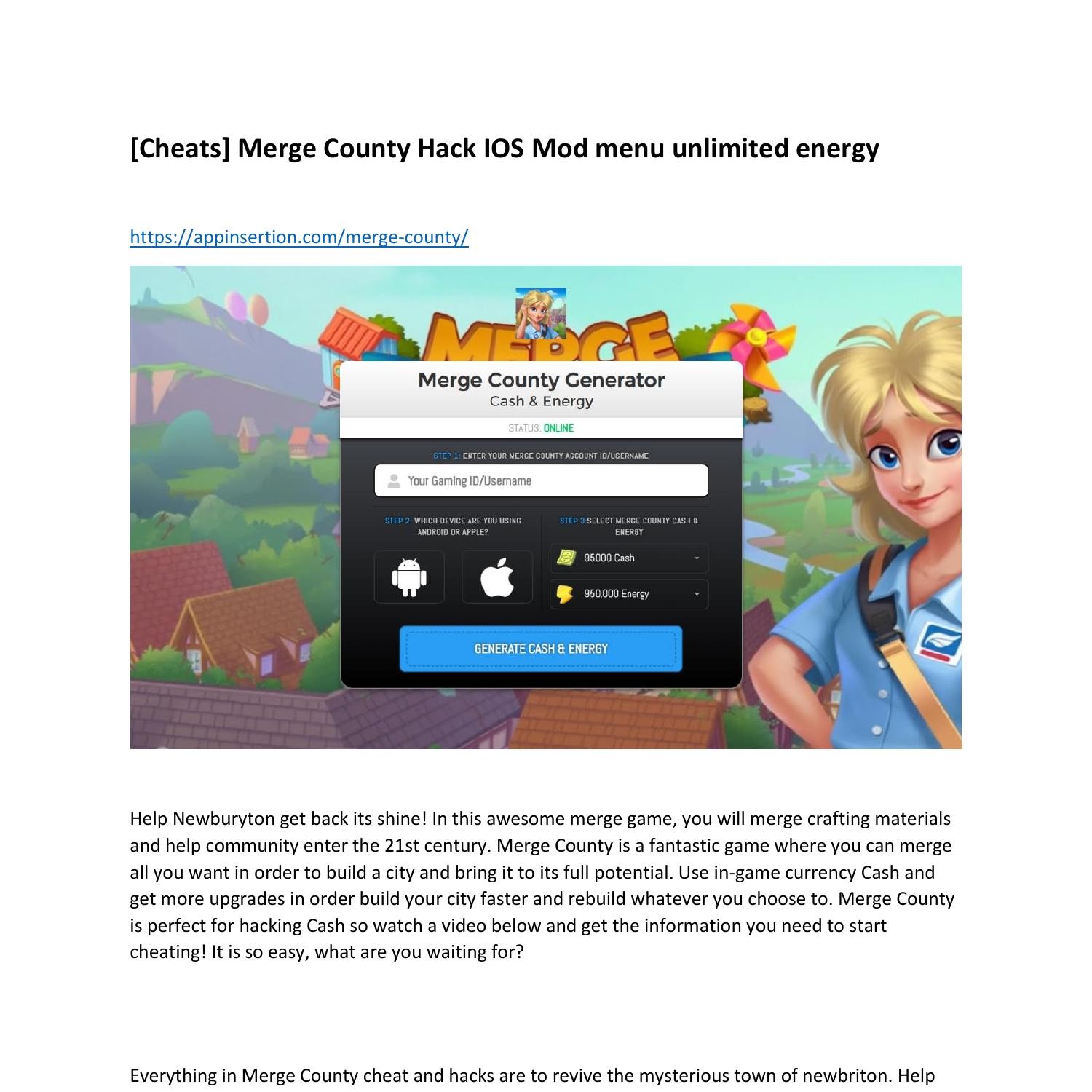 Cheats] Merge County Hack IOS Mod menu unlimited energy.pdf