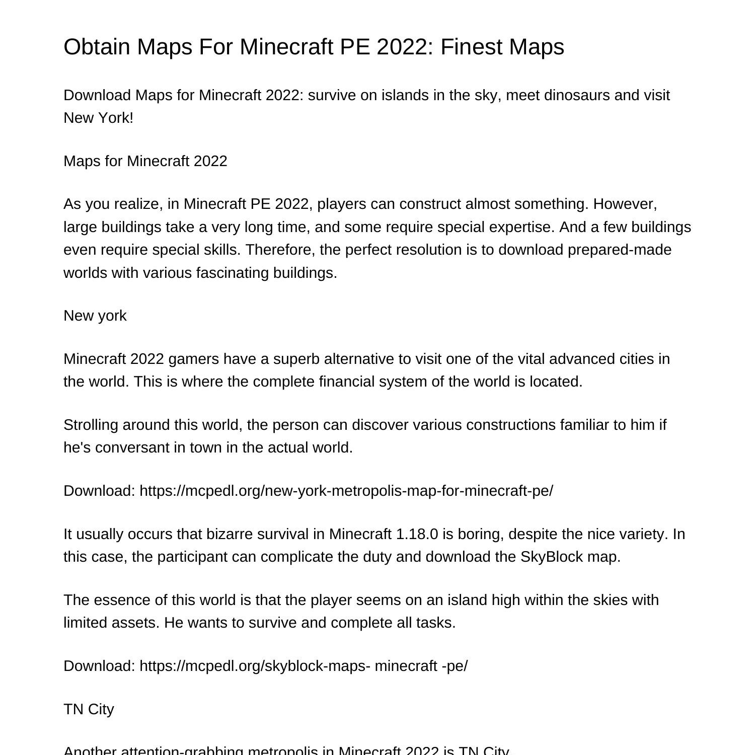 Obtain Maps For Minecraft Pe 2022 Finest Mapsgpvqapdf Pdf 