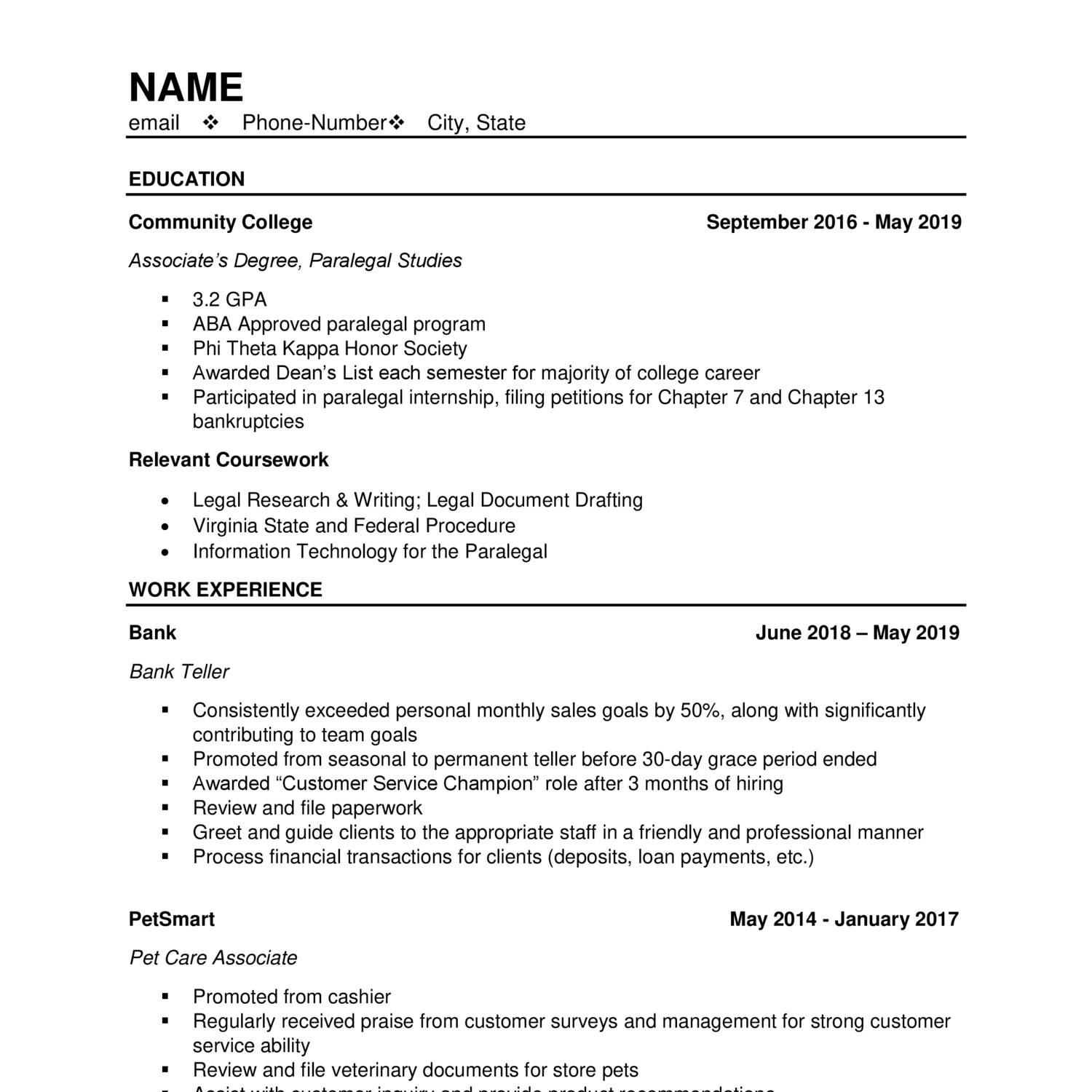 examples of resume names