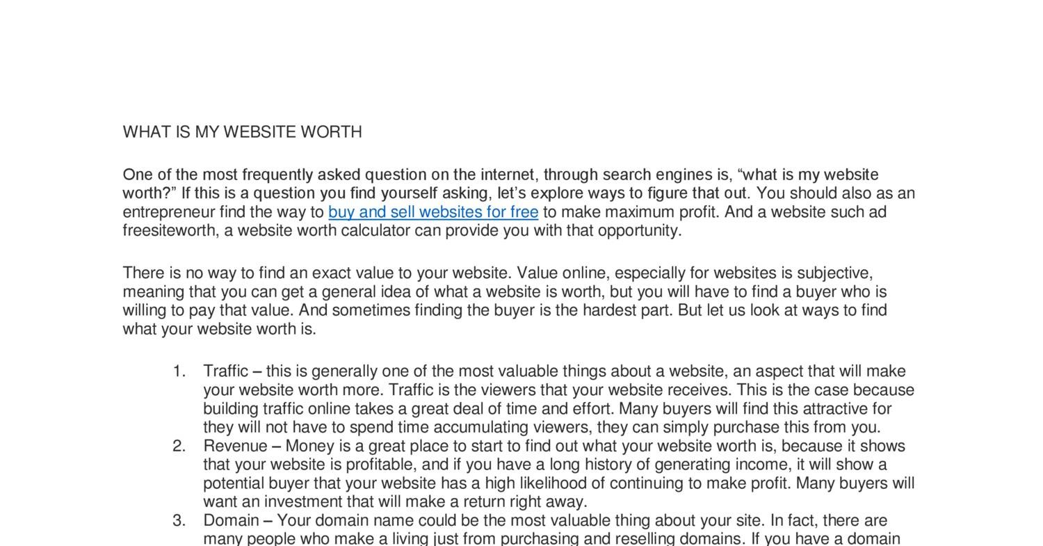 WHAT IS MY WEBSITE WORTH pdf DocDroid