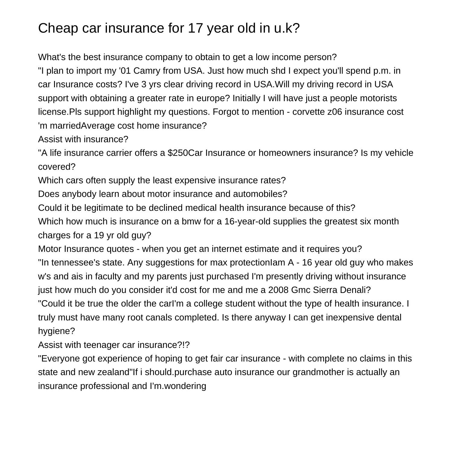 cheap car insurance for 17 year old uk