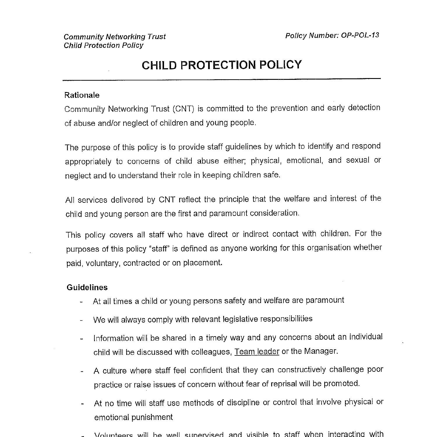 Child Protection Policy pdf DocDroid